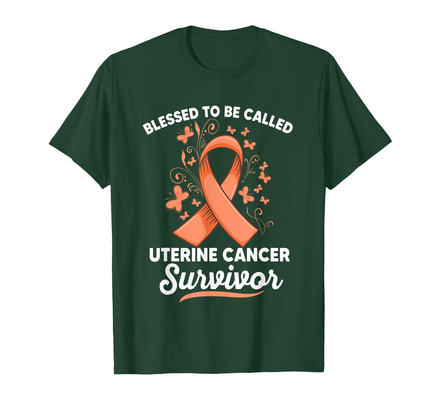 Peach ribbon support survivor of uterine cancer awareness T-Shirt