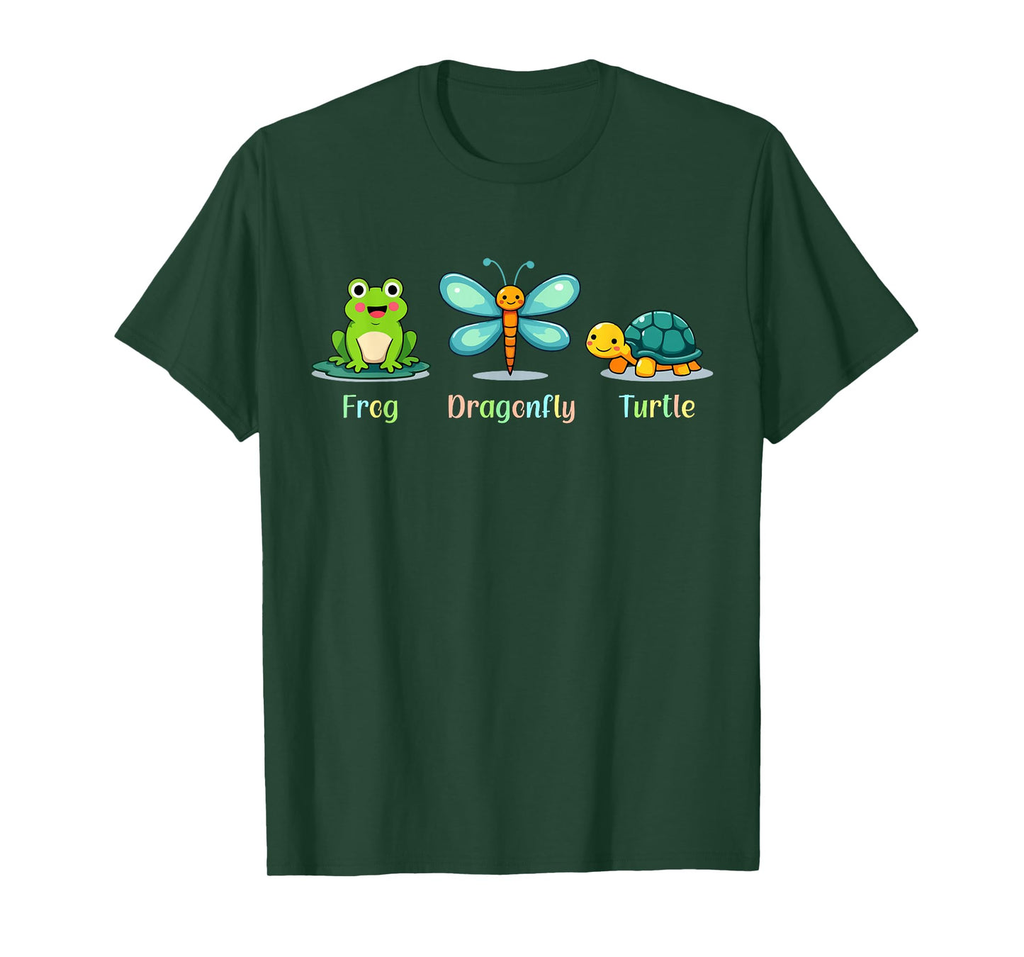 Funny Cute Frog Dragonfly Turtle Adorable Outdoor Animals T-Shirt
