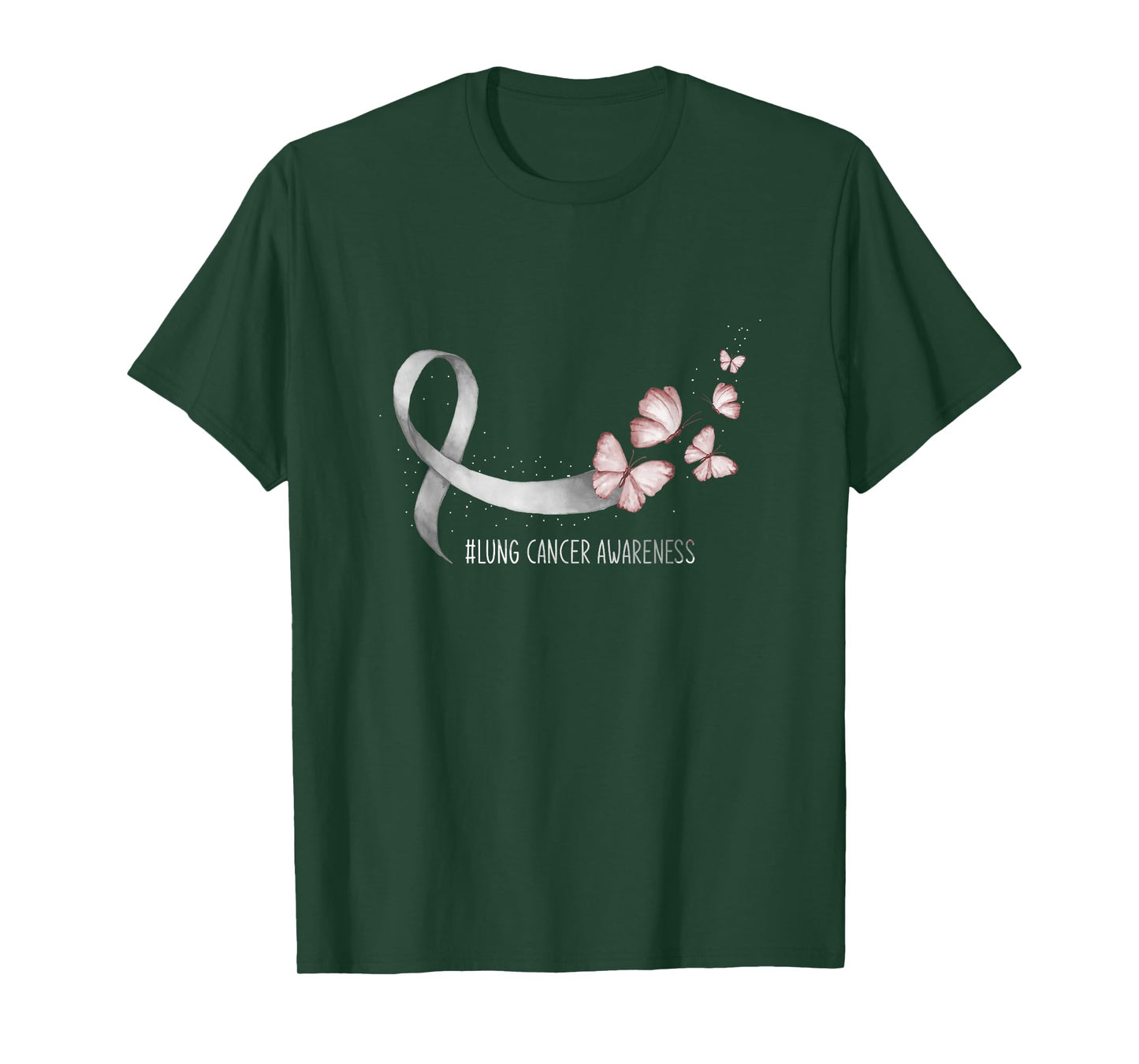 Butterfly White Ribbon Lung Cancer Awareness T-Shirt