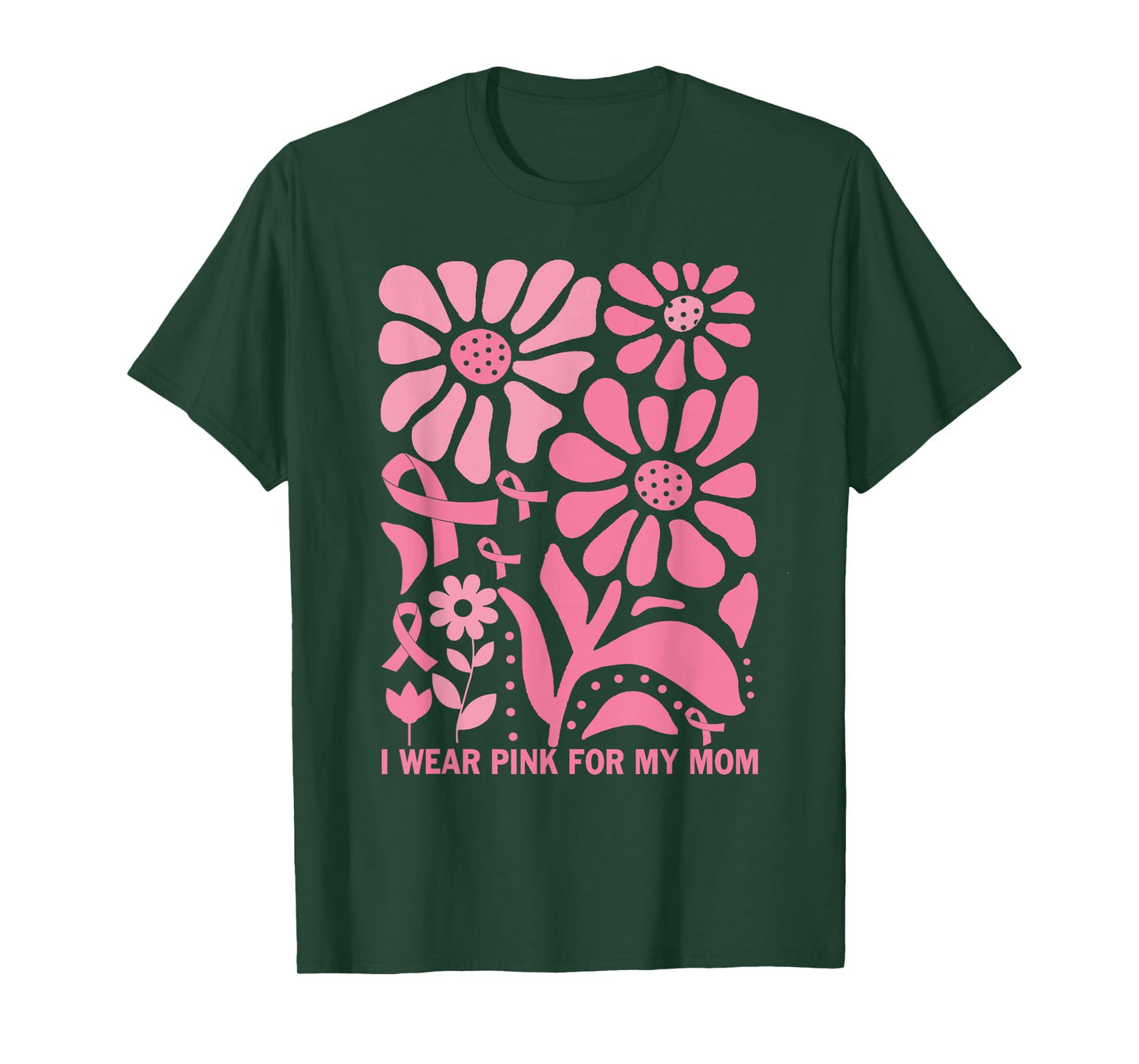 Retro Groovy Breast Cancer I Wear Pink for My Mom Women Girl T-Shirt