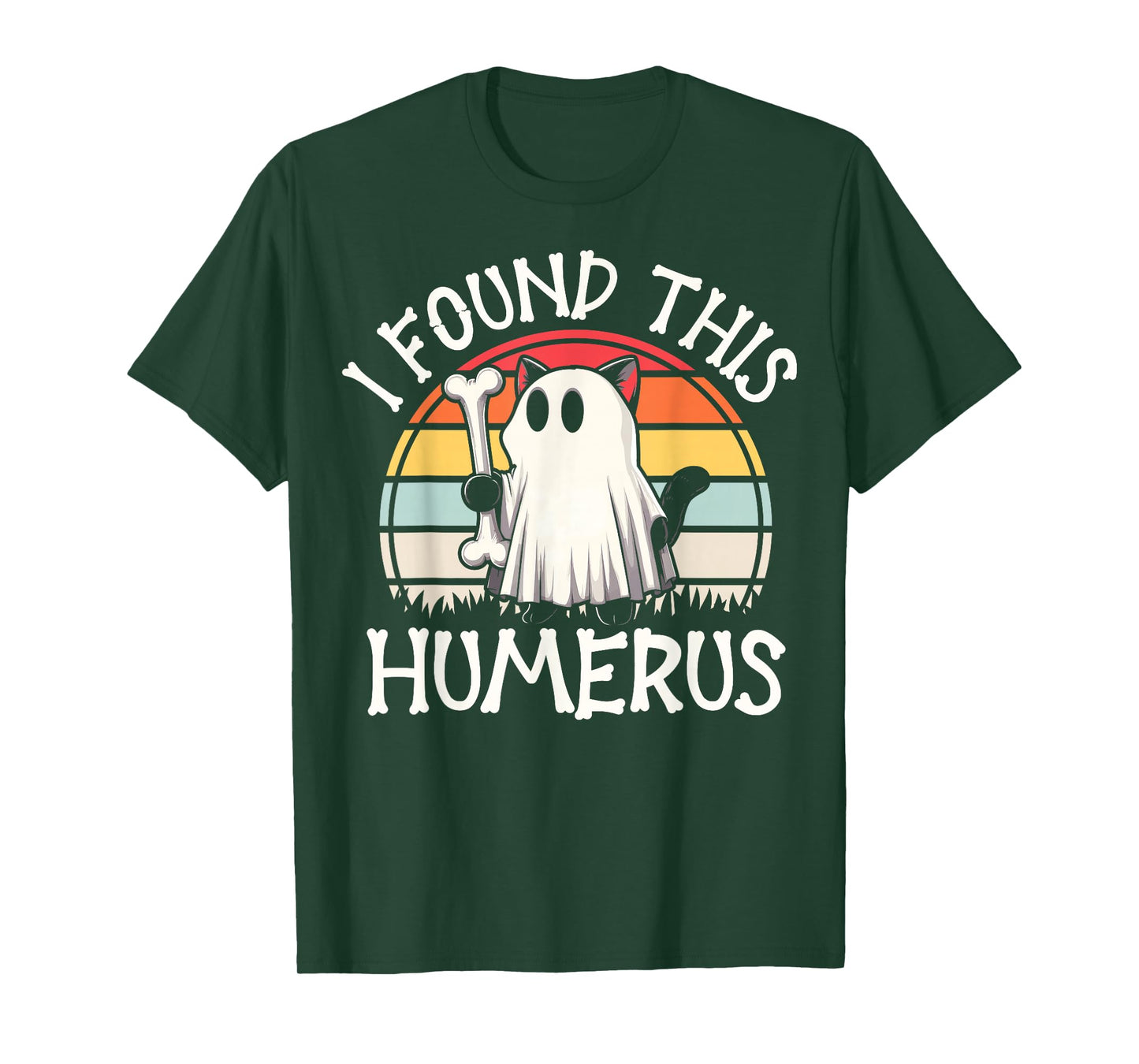 I Found This Humerus - Funny Cat Halloween T-Shirt