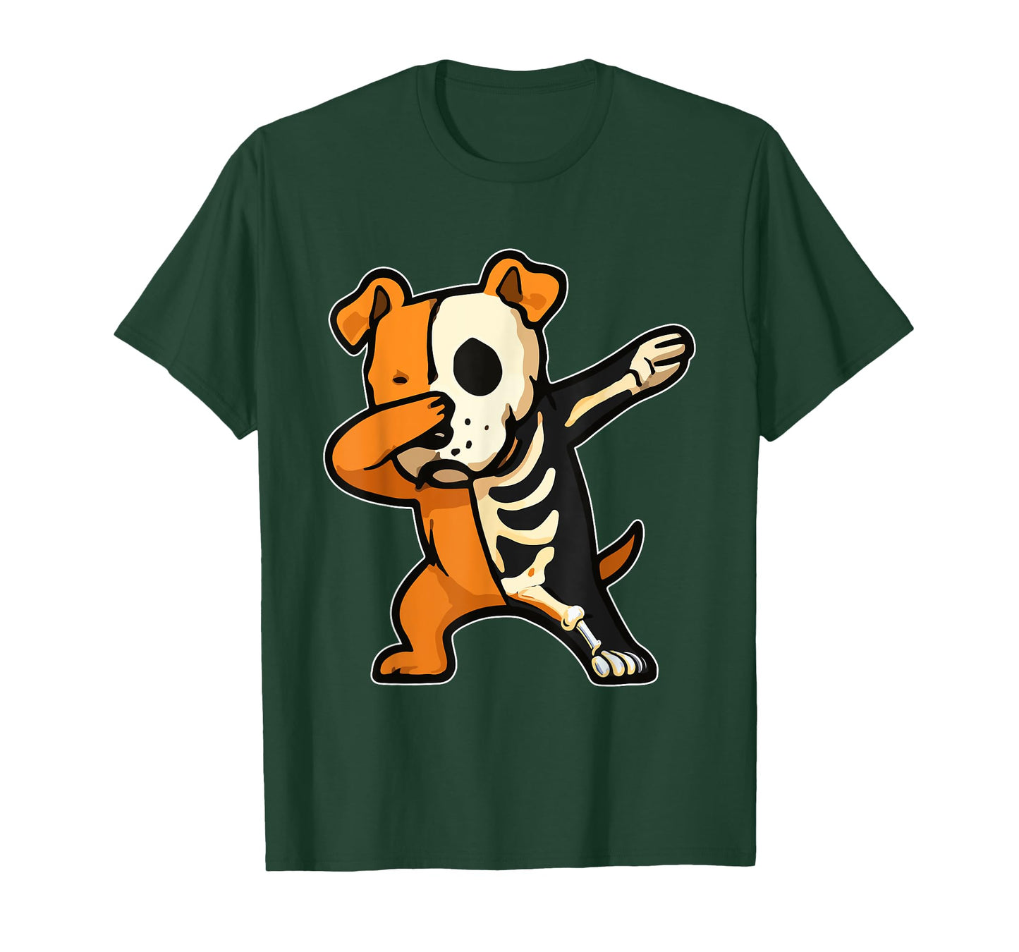 Dabbing Pitbull Half Skeleton Halloween Costume Owner Lover T-Shirt