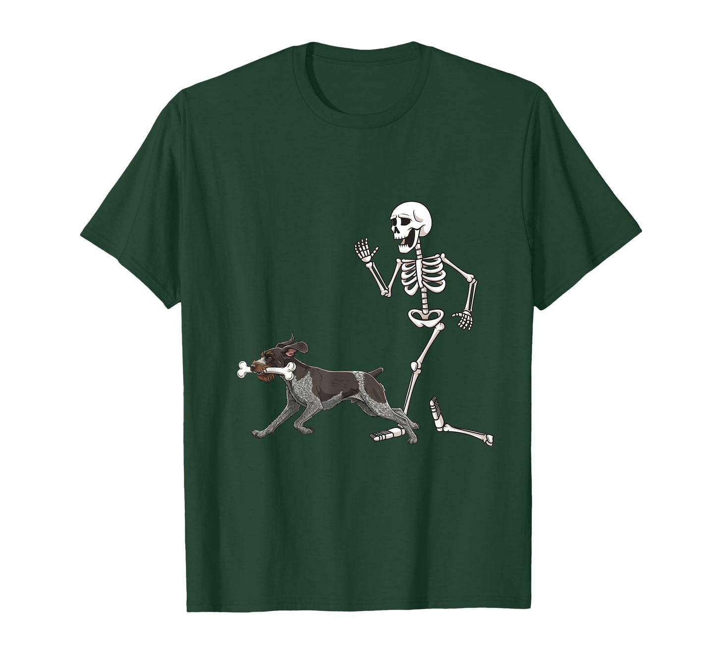 Funny Halloween German Wirehaired Pointer and Skeleton T-Shirt