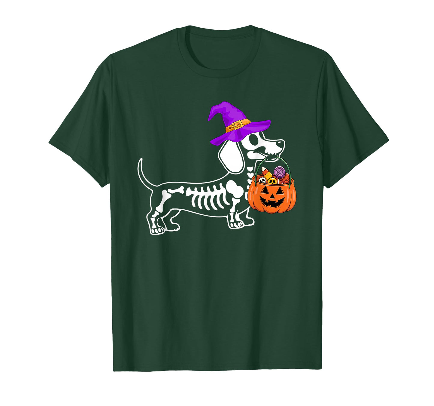 Dachshund Dog Halloween Spooky Skeleton Trick or Treat T-Shirt