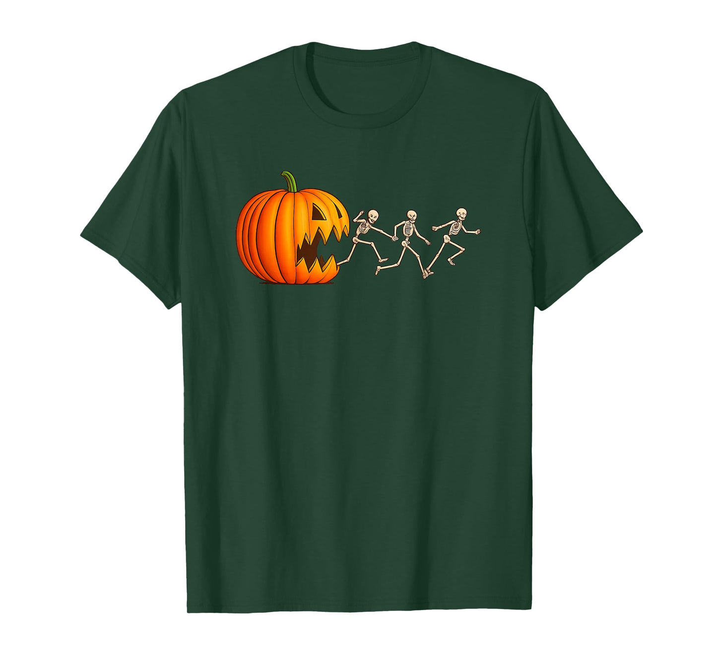 Halloween Pumpkin Skeleton Running Art Spooky Creepy Cute T-Shirt
