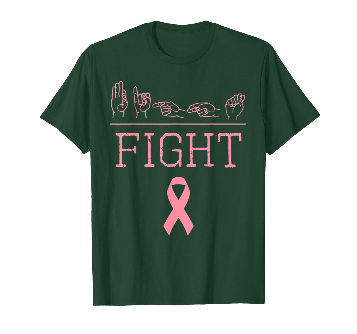 Deaf Pride ASL Fight Breast Cancer Awareness Ribbon Gift T-Shirt