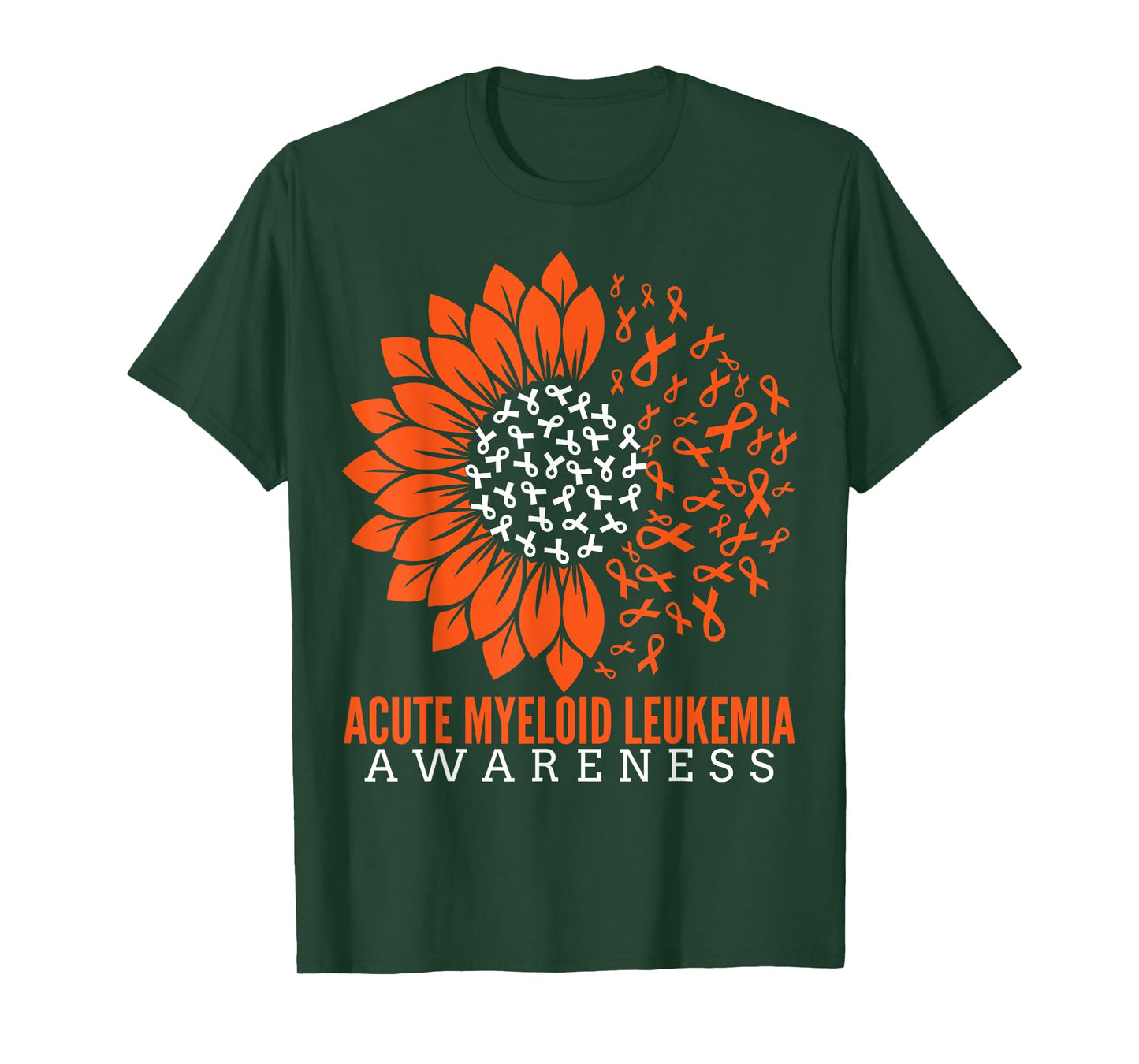 Acute Myeloid Leukemia Awareness Sunflower Ribbon Orange T-Shirt