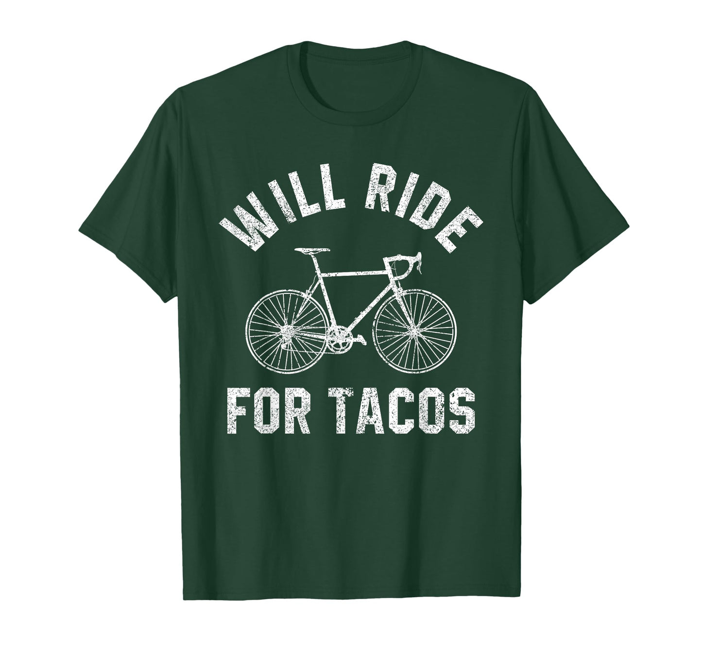 Will Ride For Tacos Funny Cycling Bicycle Distressed Design T-Shirt