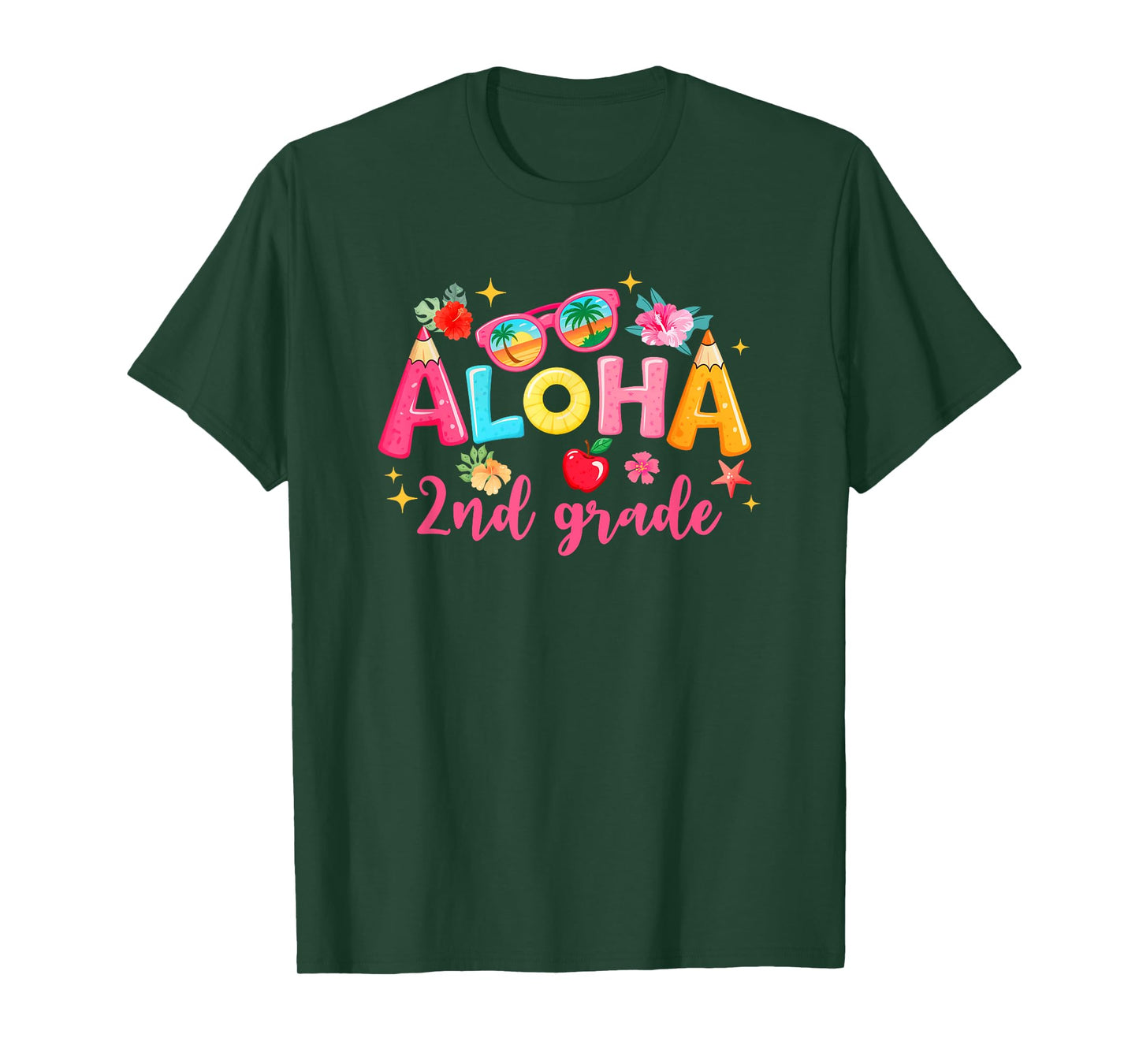 Aloha 2Nd Grade Summer Vacation Beach Teacher School Student T-Shirt