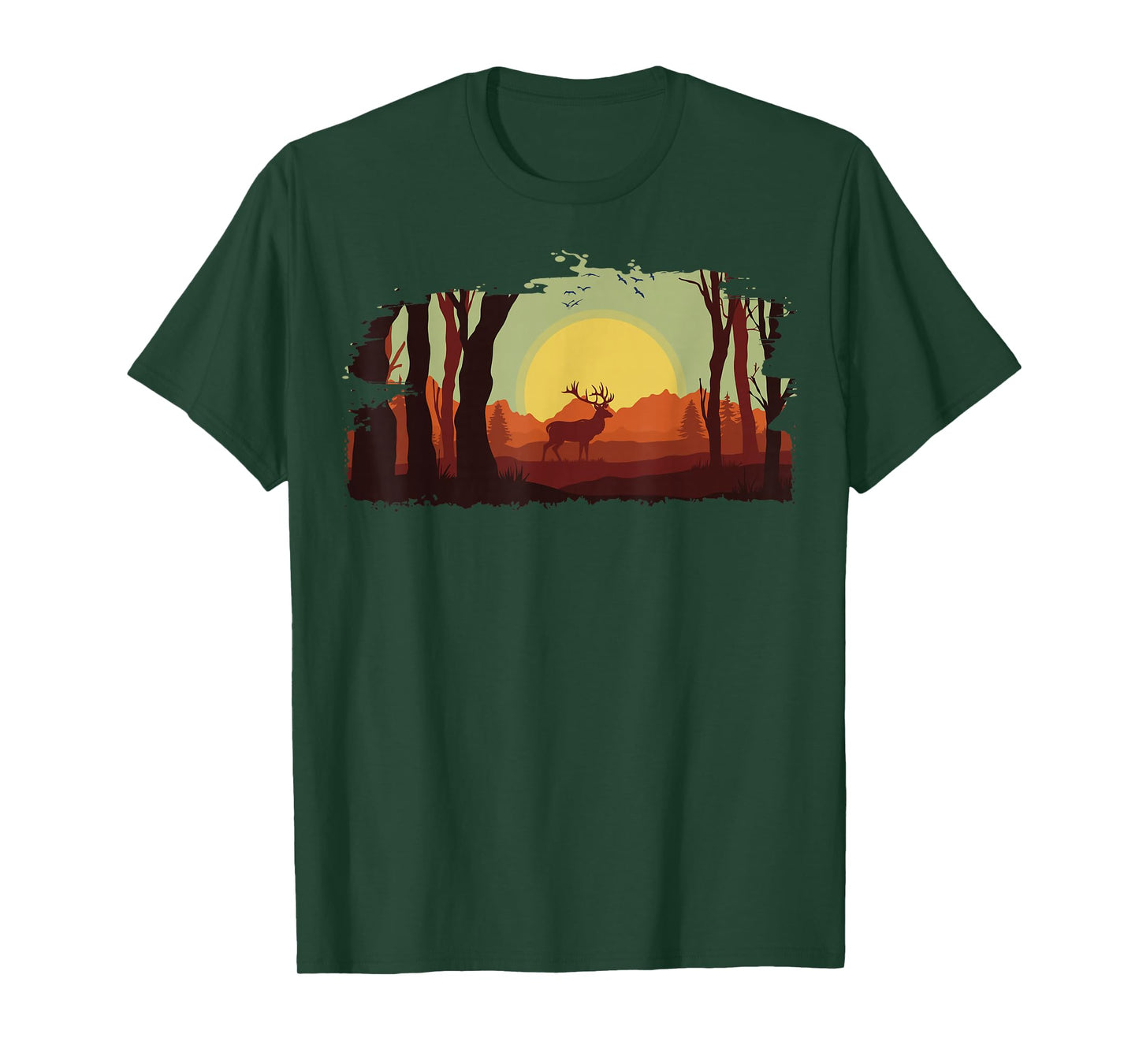 Timeless Mountain, Nature Trees and Forest with Deer T-Shirt
