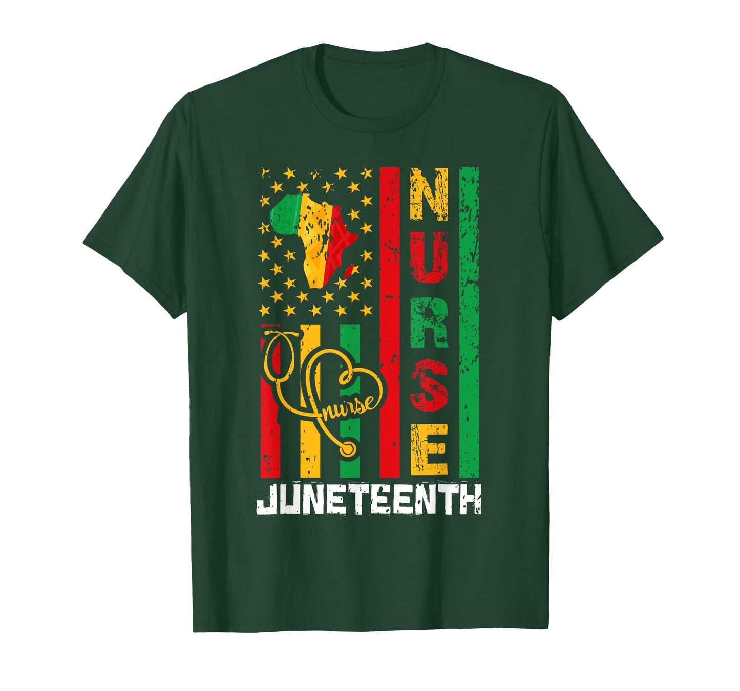 Juneteenth Nurse Melanin Nursing Stethoscope Black History T-Shirt