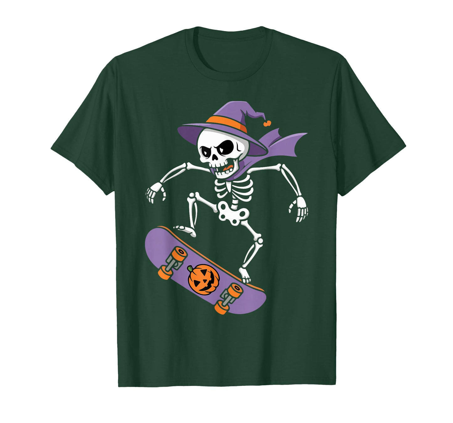 Halloween Skater Skeleton Skateboard Trick Men Boys Kids T-Shirt