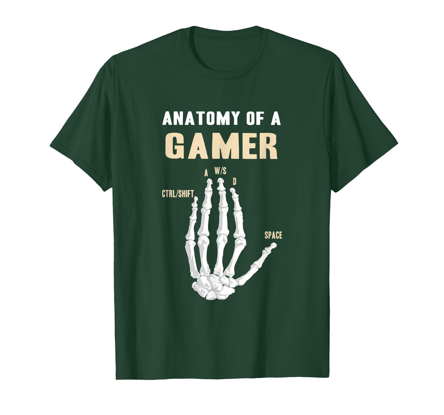 Skeleton Hand Anatomy of A Gamer Computer Gaming T-Shirt