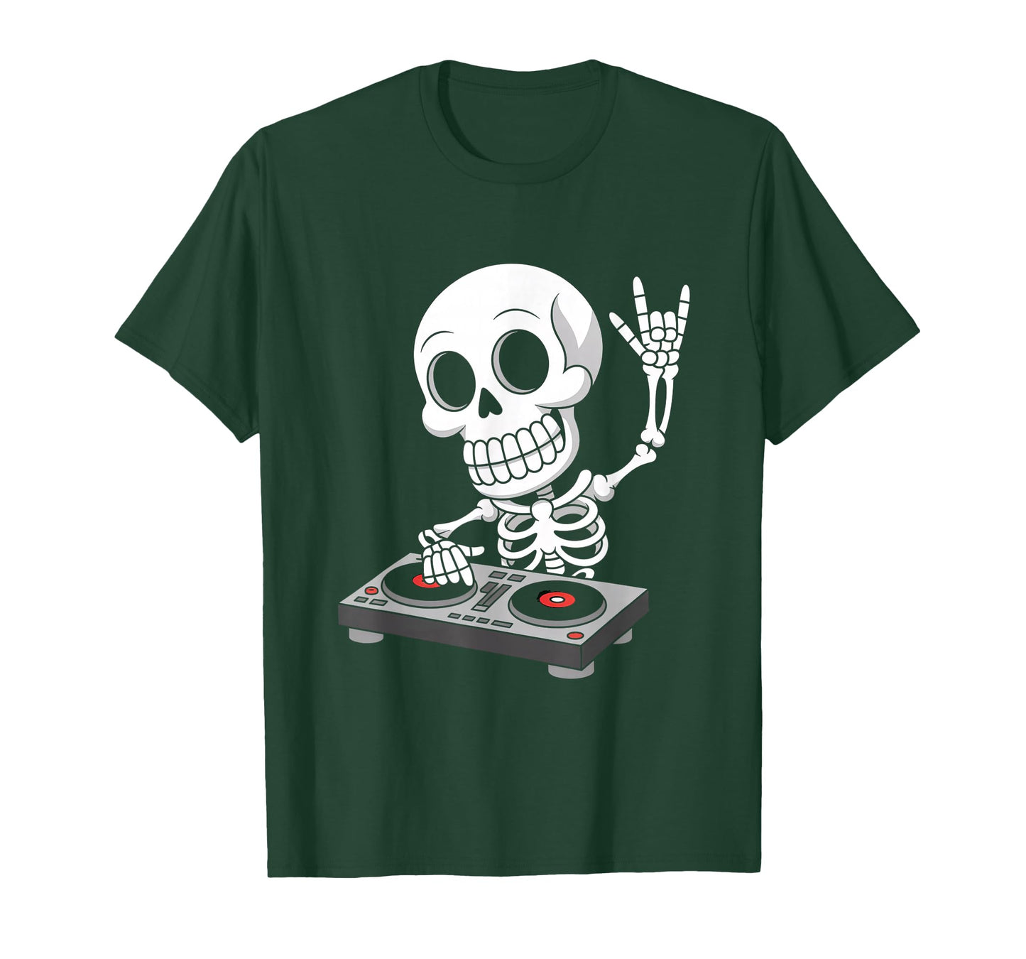 Skeleton DJ on Turntables EDM Synthesizer Rave Music Ghost T-Shirt