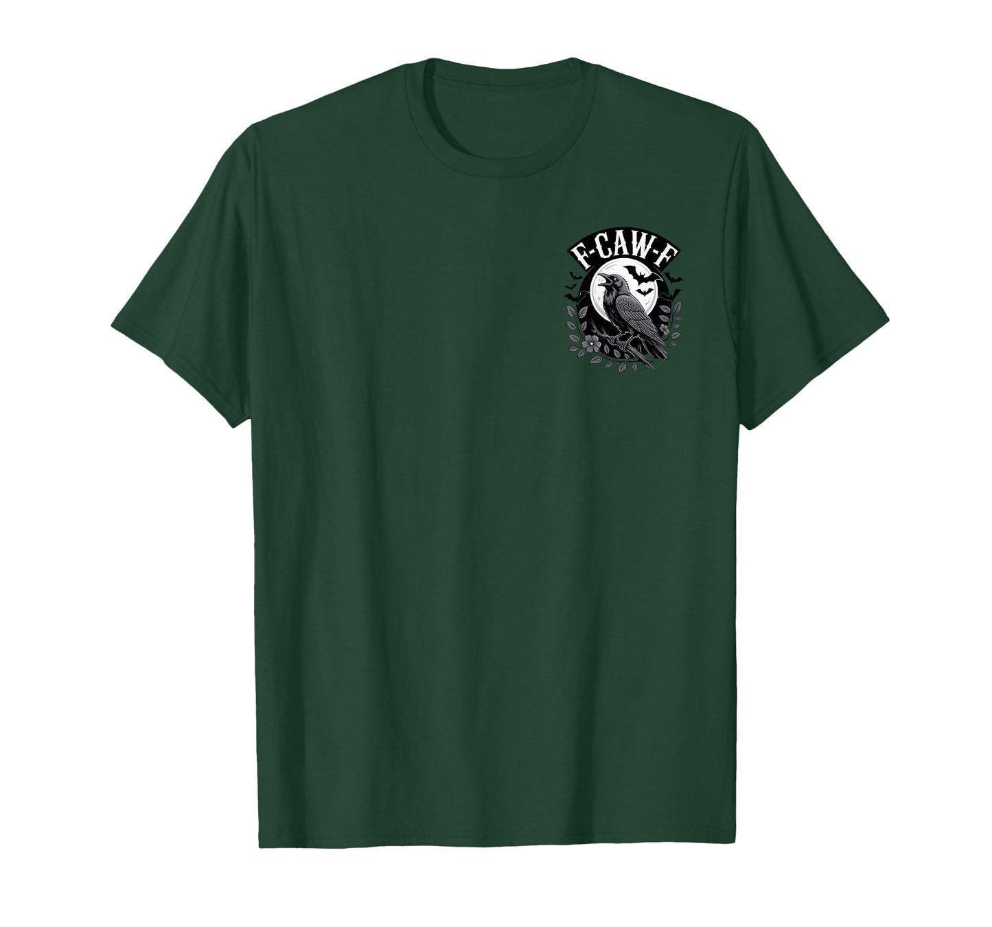 F-Caw-F Gothic Crow Black Logo and Back Humor Halloween T-Shirt