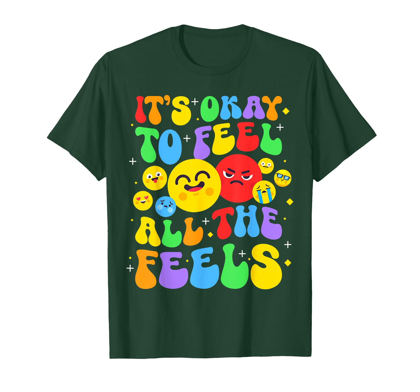 It's Ok To Feel All The Feels Mental Health Awareness Groovy T-Shirt