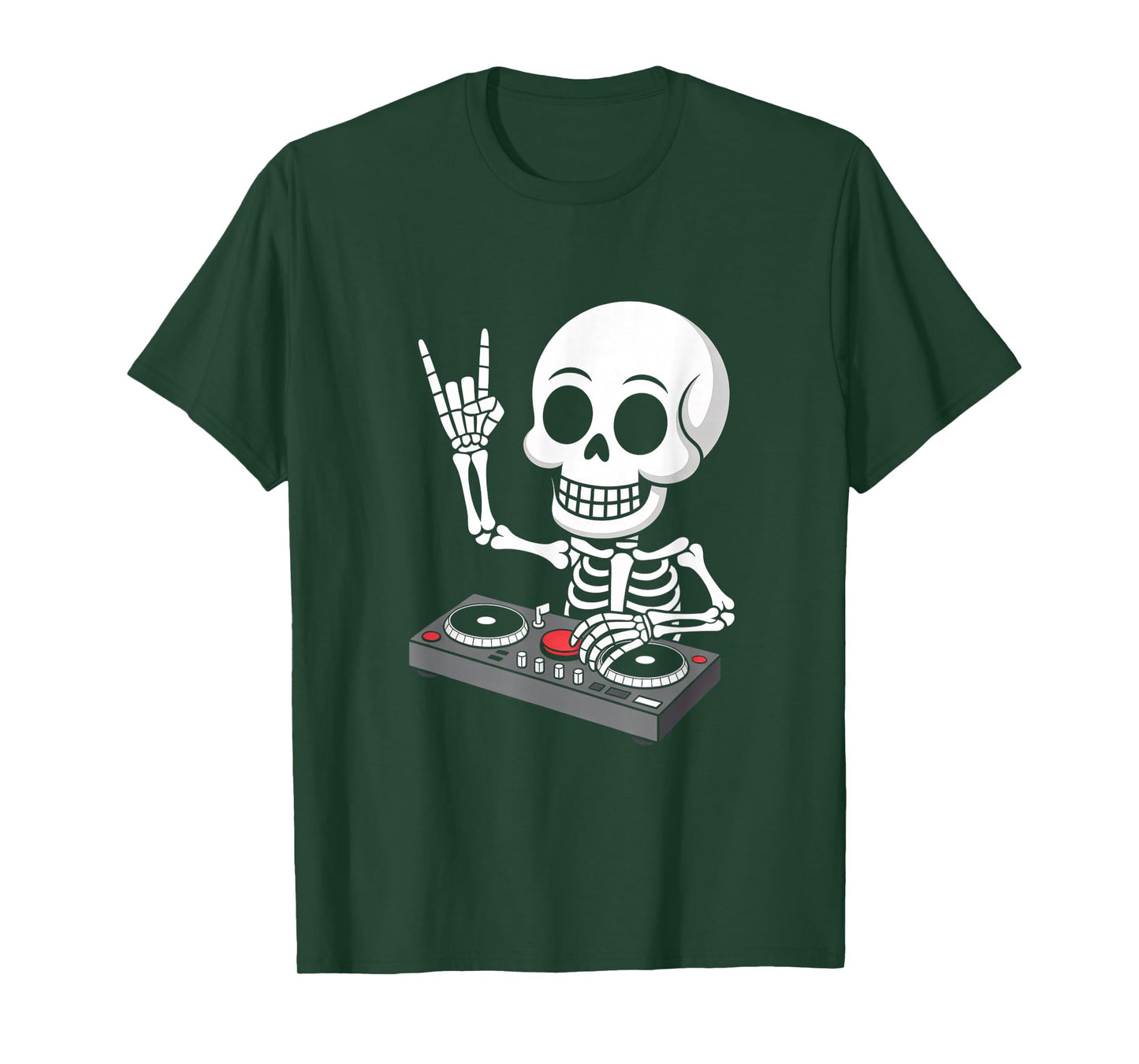 Skeleton DJ on Turntables EDM Synthesizer Rave Music Ghost T-Shirt
