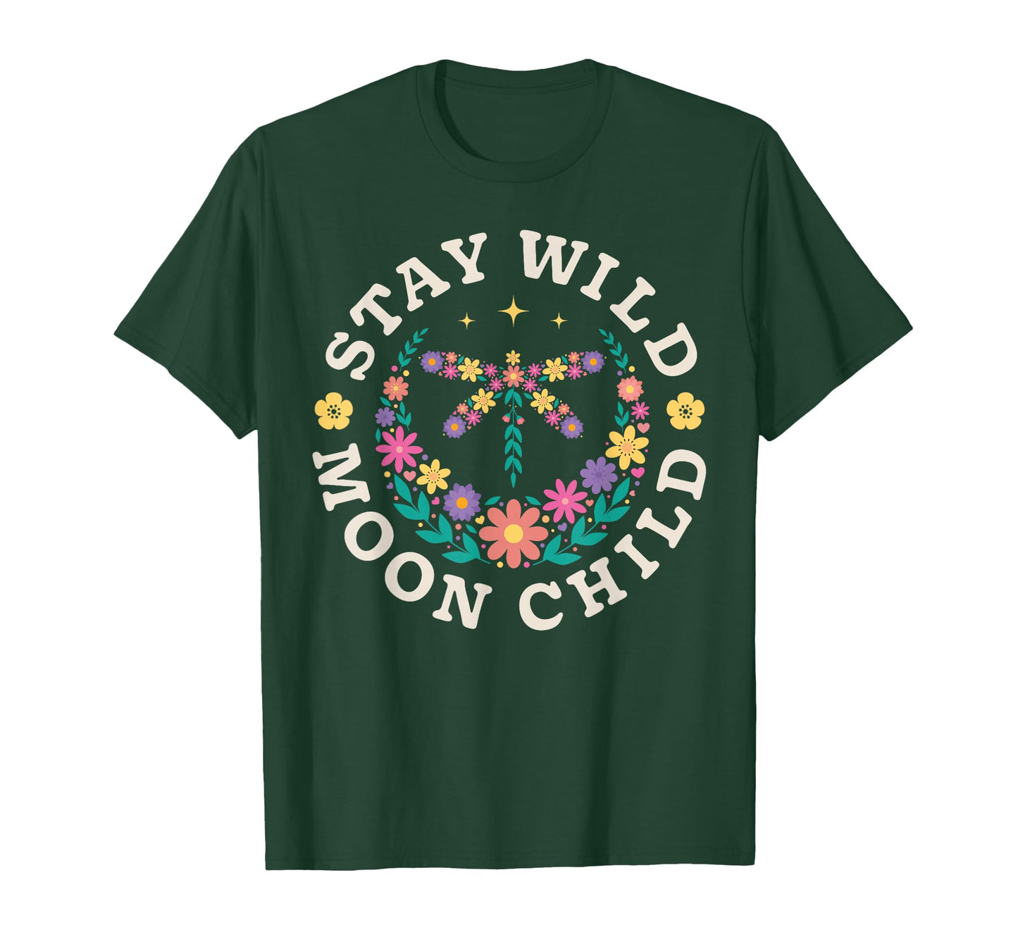 Stay Wild Moon Child Hippie Dragonfly Retro 70s Bug Insect T-Shirt