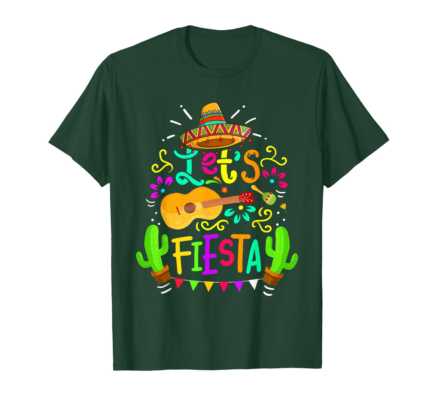 Cinco De Mayo Mexican Guitar Cactus for Men Women Boys Girls T-Shirt