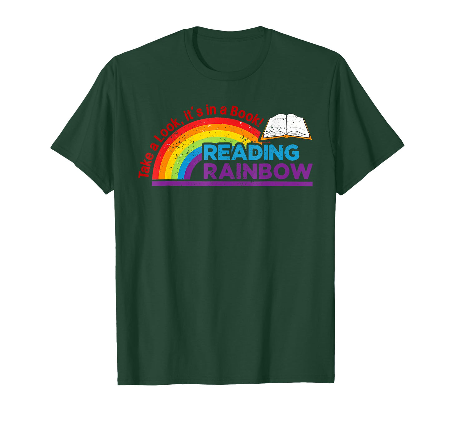 Take A Look it's In A Book Reading Book Vintage Rainbow T-Shirt