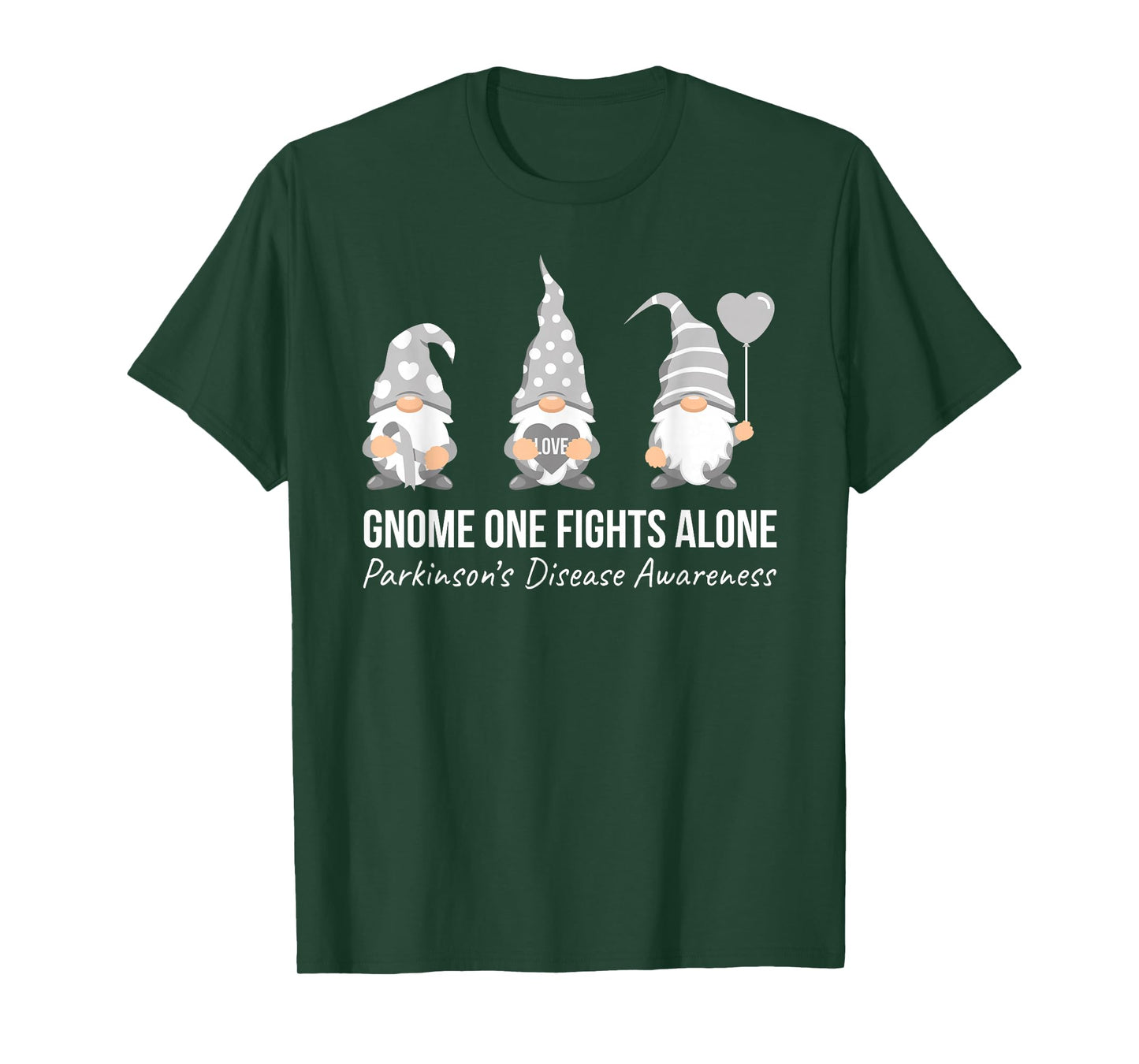 Gnome One Fights Alone T Shirt Parkinsons Awareness Ribbon T-Shirt