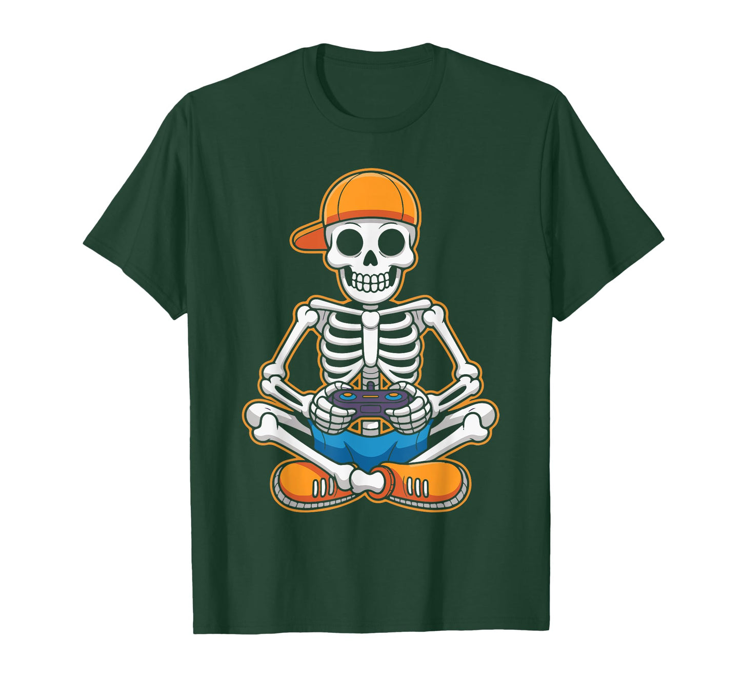 Retro Skeleton Gamer Funny Halloween Boys Men Video Gaming T-Shirt