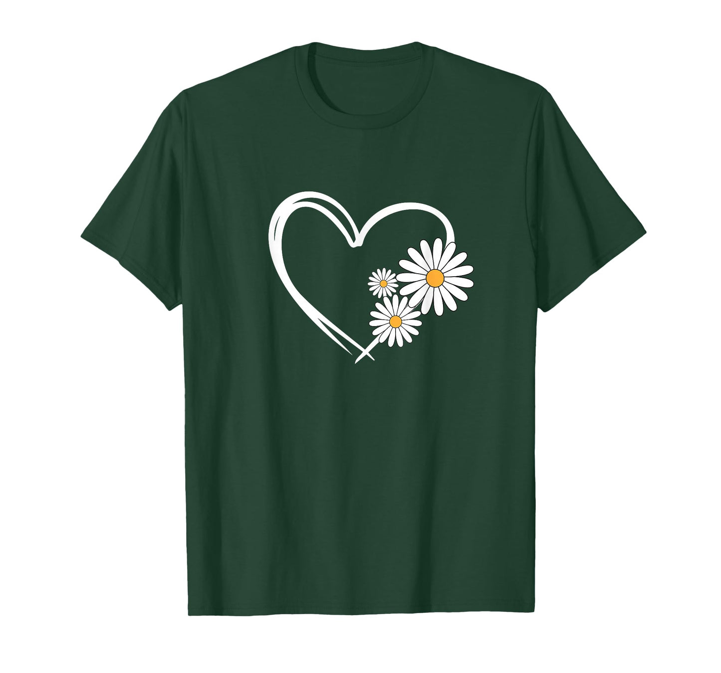 Heart With Daisy Flowers, Daisies With Heart Outline T-Shirt