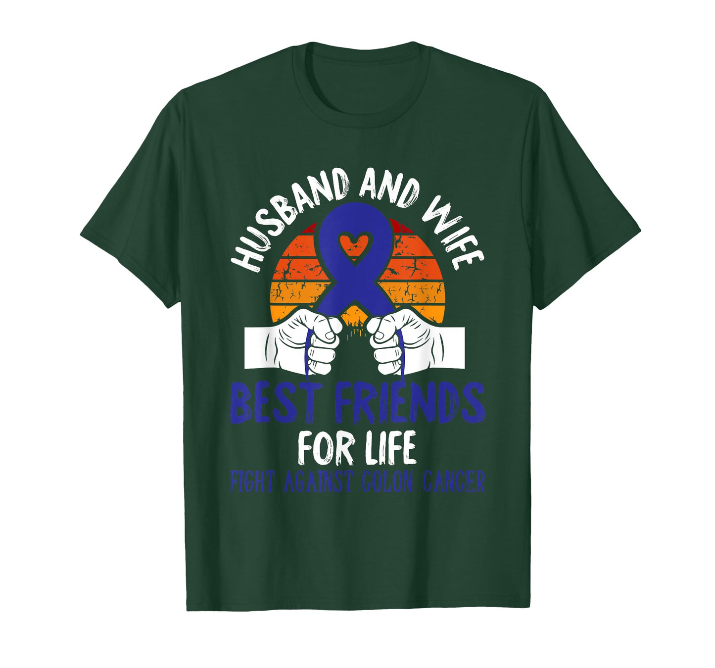 Husband And Wife Colon Cancer Awareness Fight Retro Gifts T-Shirt
