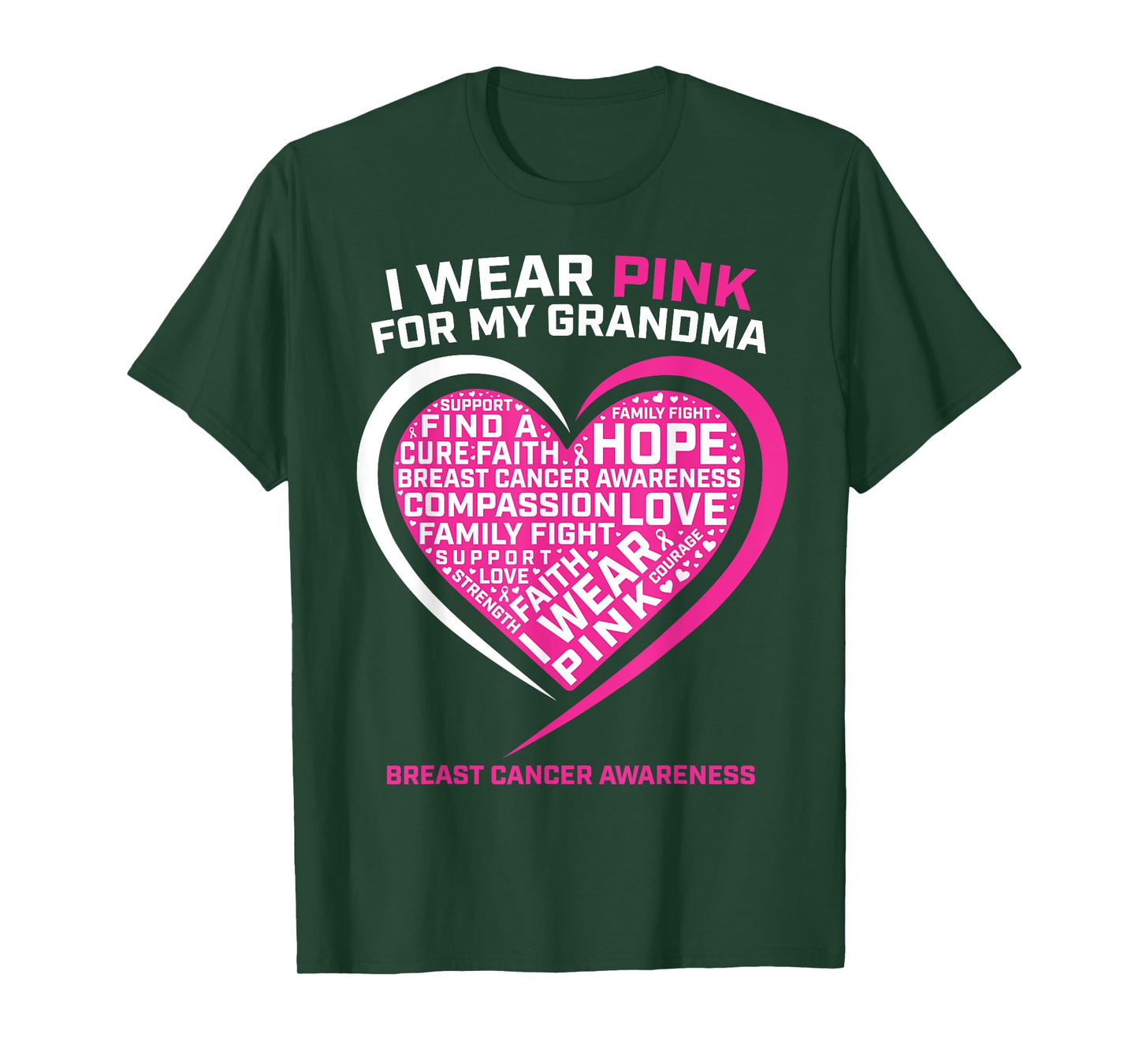Kids Gift I Wear Pink For My Grandma Breast Cancer Awareness T-Shirt