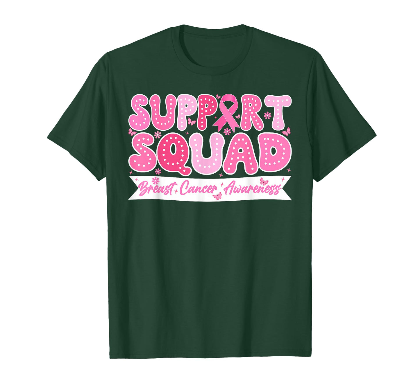 Groovy Support Squad Breast Cancer Awareness Pink Ribbon T-Shirt