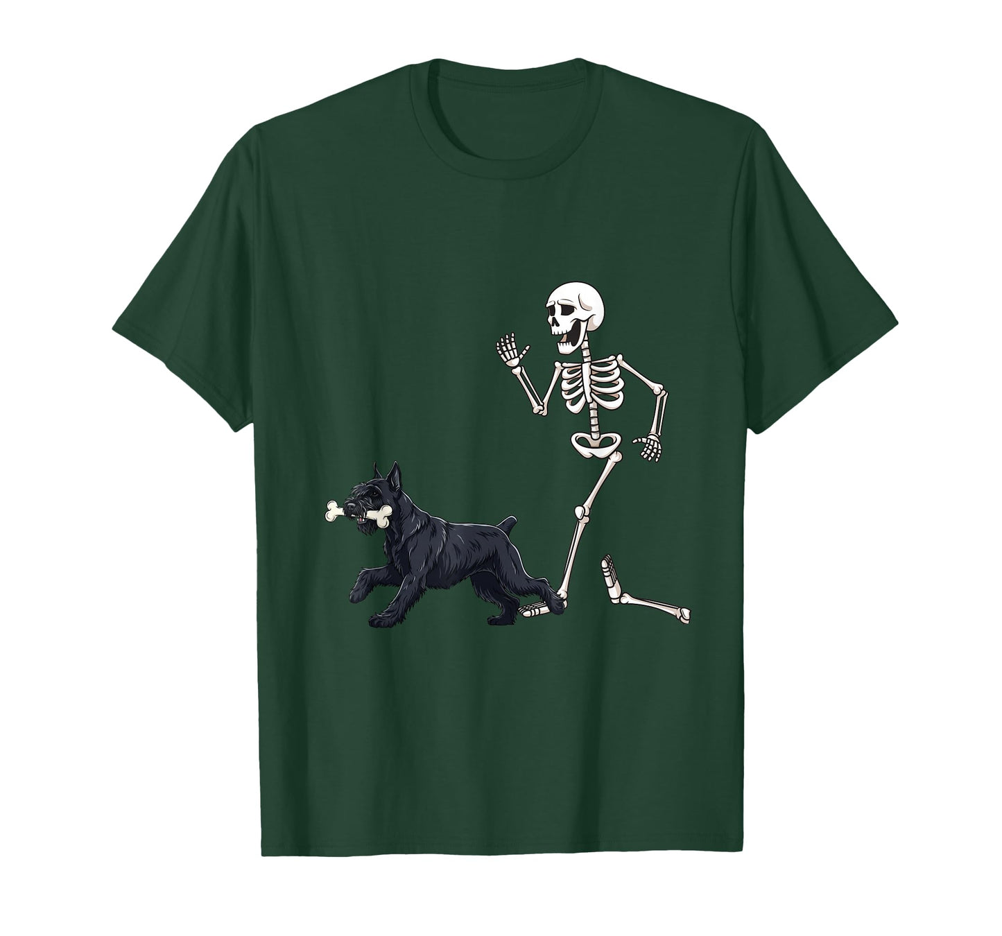 Funny Halloween Giant Schnauzer and Skeleton T-Shirt
