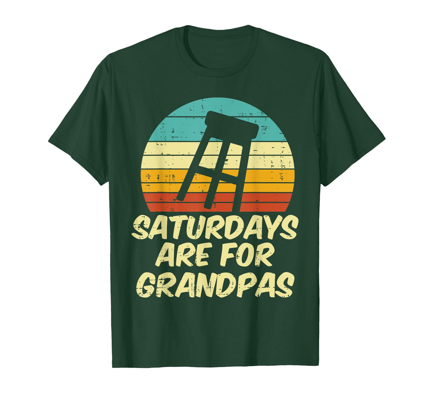 Barstool Saturdays Are For Grandpas Sunset Retro Fathers Day T-Shirt