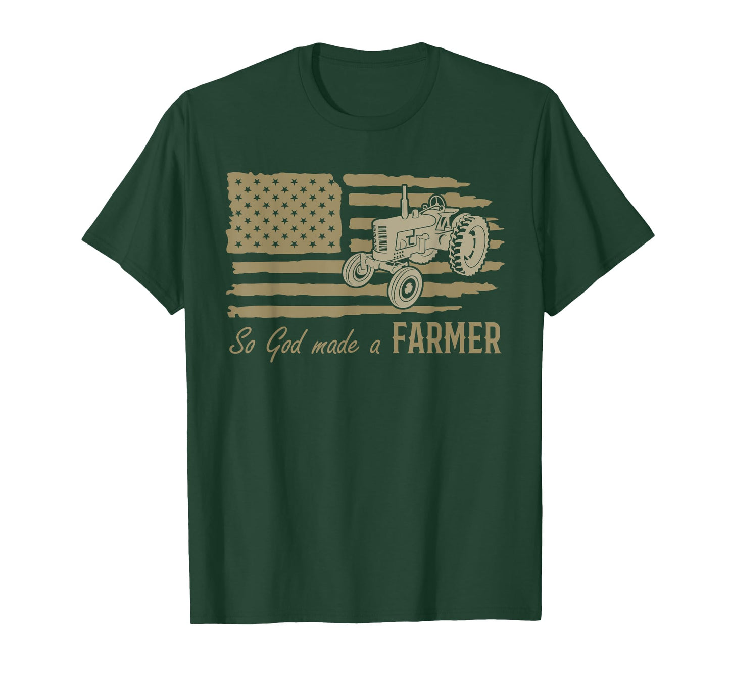USA Patriotic American Flag Tractor So God Made A Farmer T-Shirt