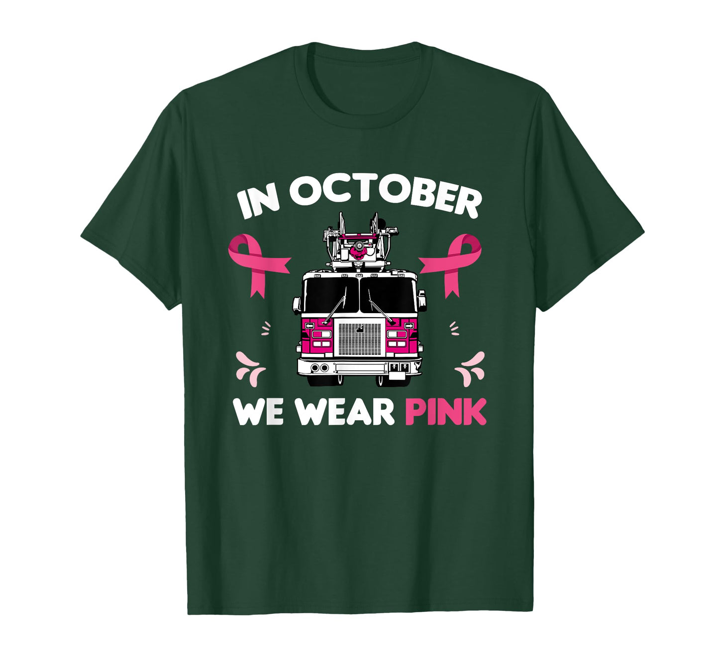 In October We Wear Pink Firefighter Breast Cancer Awareness T-Shirt