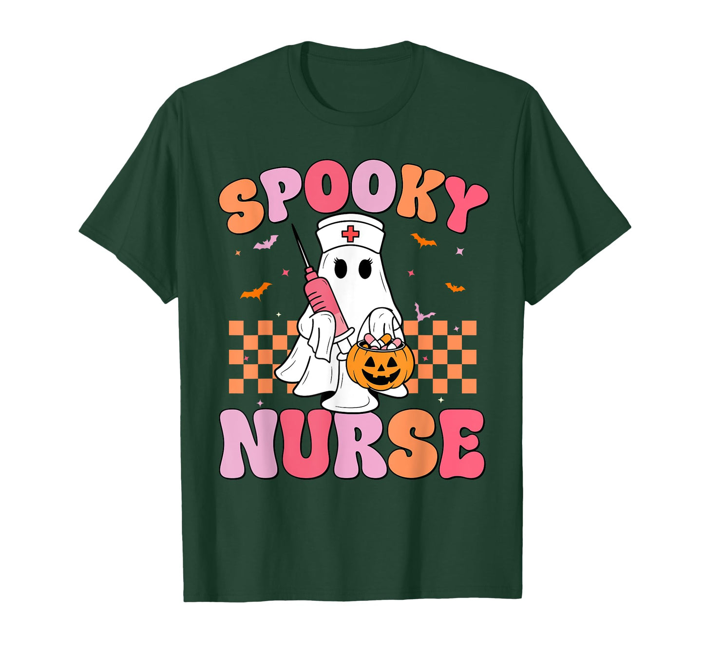 Groovy Spooky Nurse Funny Ghost Halloween Nursing Women T-Shirt