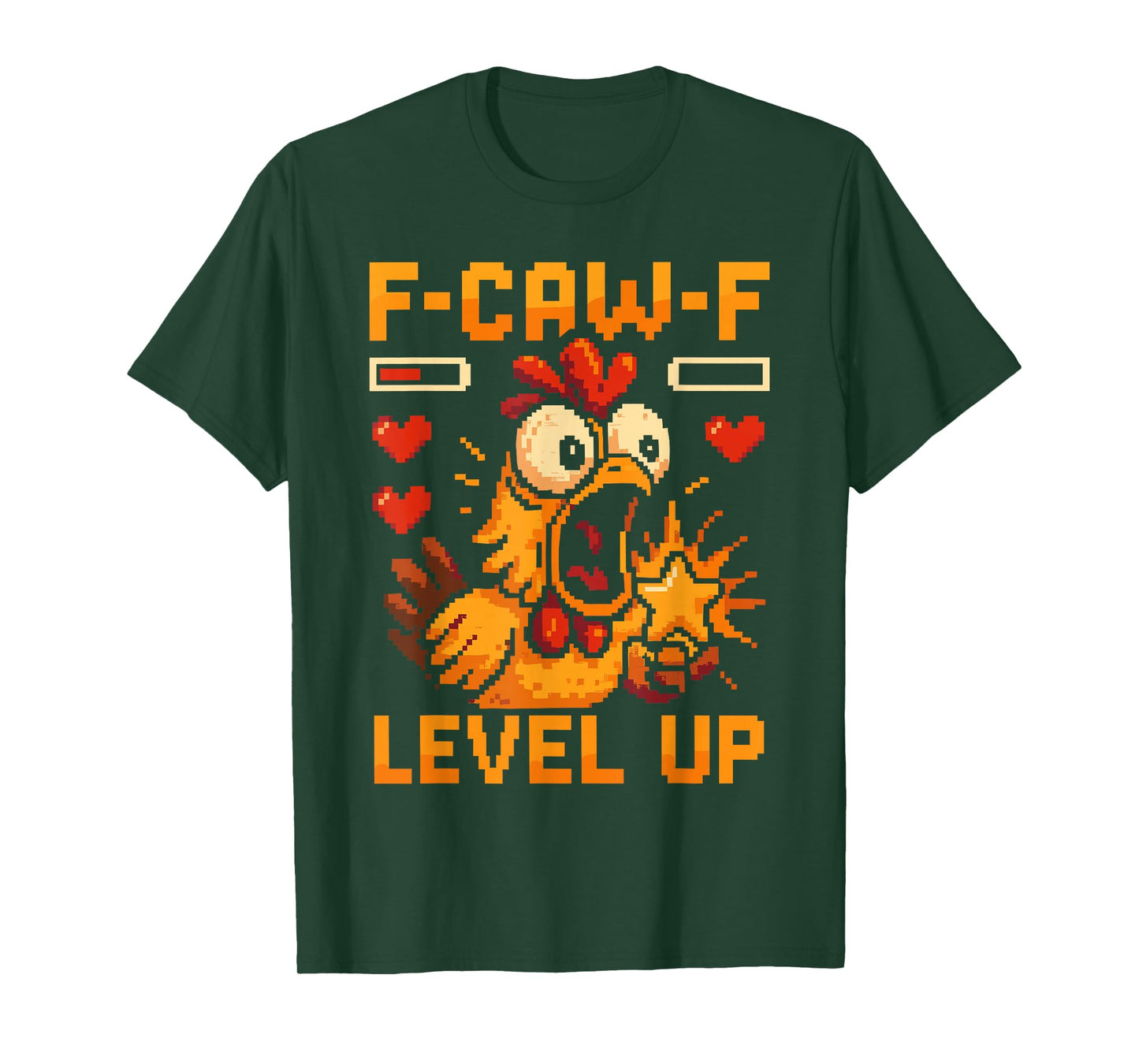 F-Caw-F Funny Chicken Pixel Art Retro Gaming F Caw F Meme T-Shirt