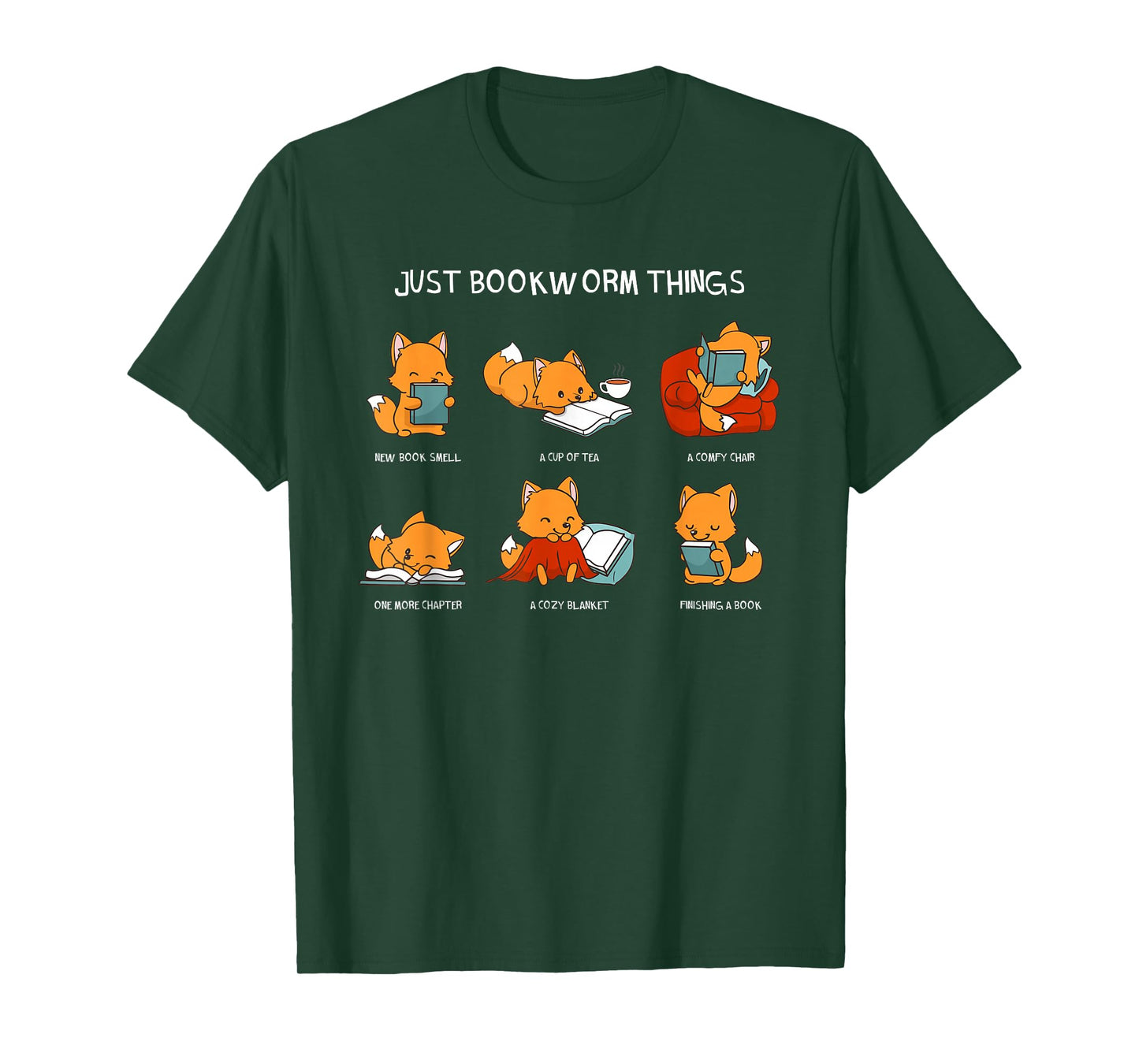 Just Bookworm Things Book Reading Books Reader Nerd Fox T-Shirt