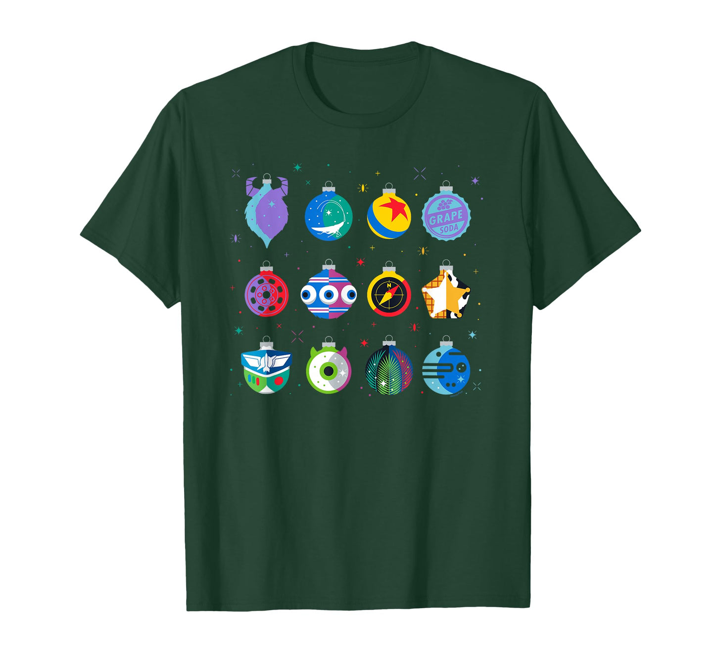 Disney and Pixar Christmas 12 Holiday Character Ornaments T-Shirt