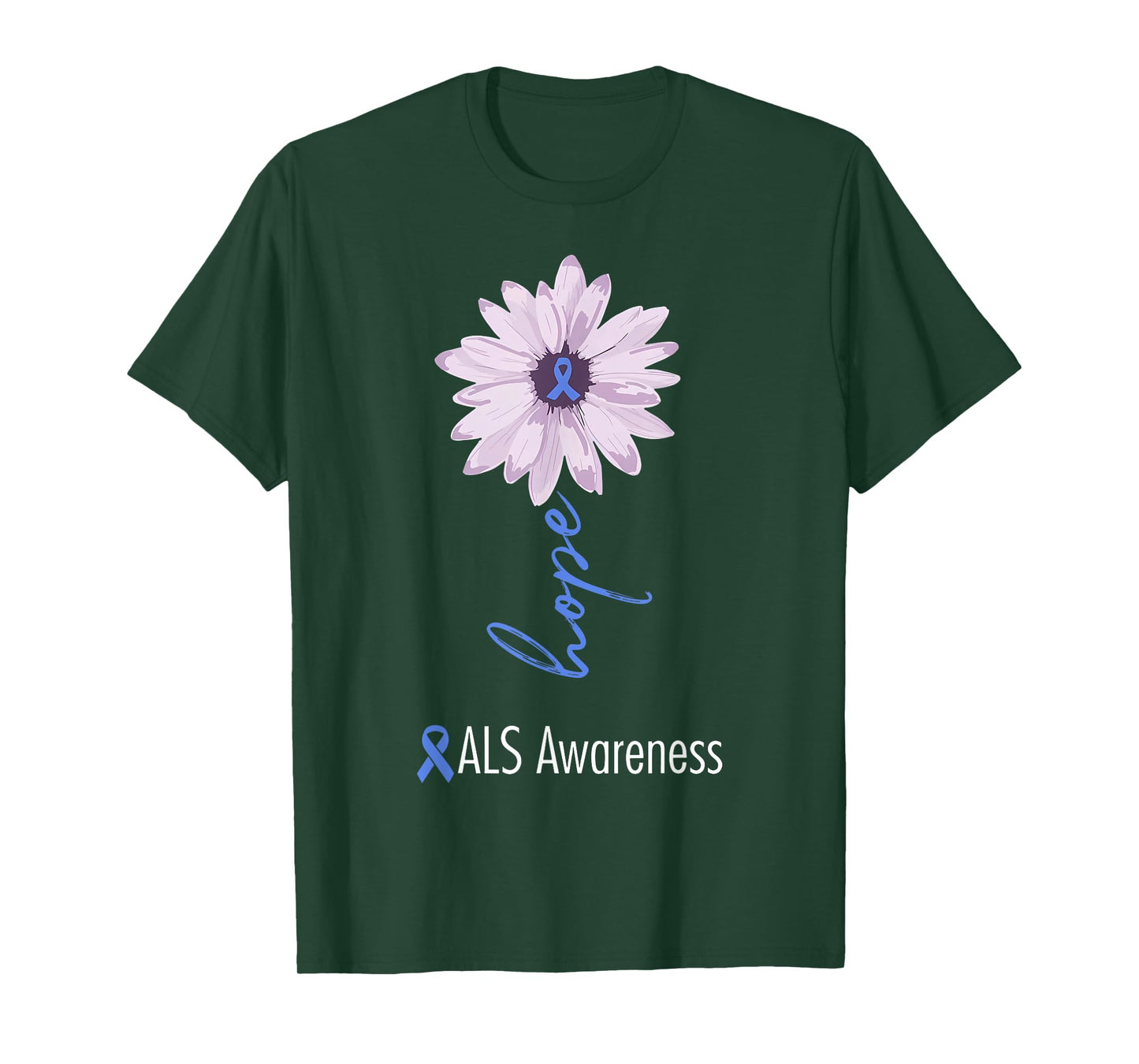 ALS Awareness Month Blue Sunflower Ribbon ALS Warrior T-Shirt