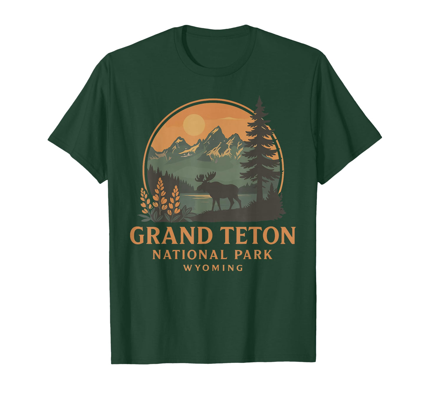 Vintage Grand Teton National Park Retro Sunset Moose T-Shirt