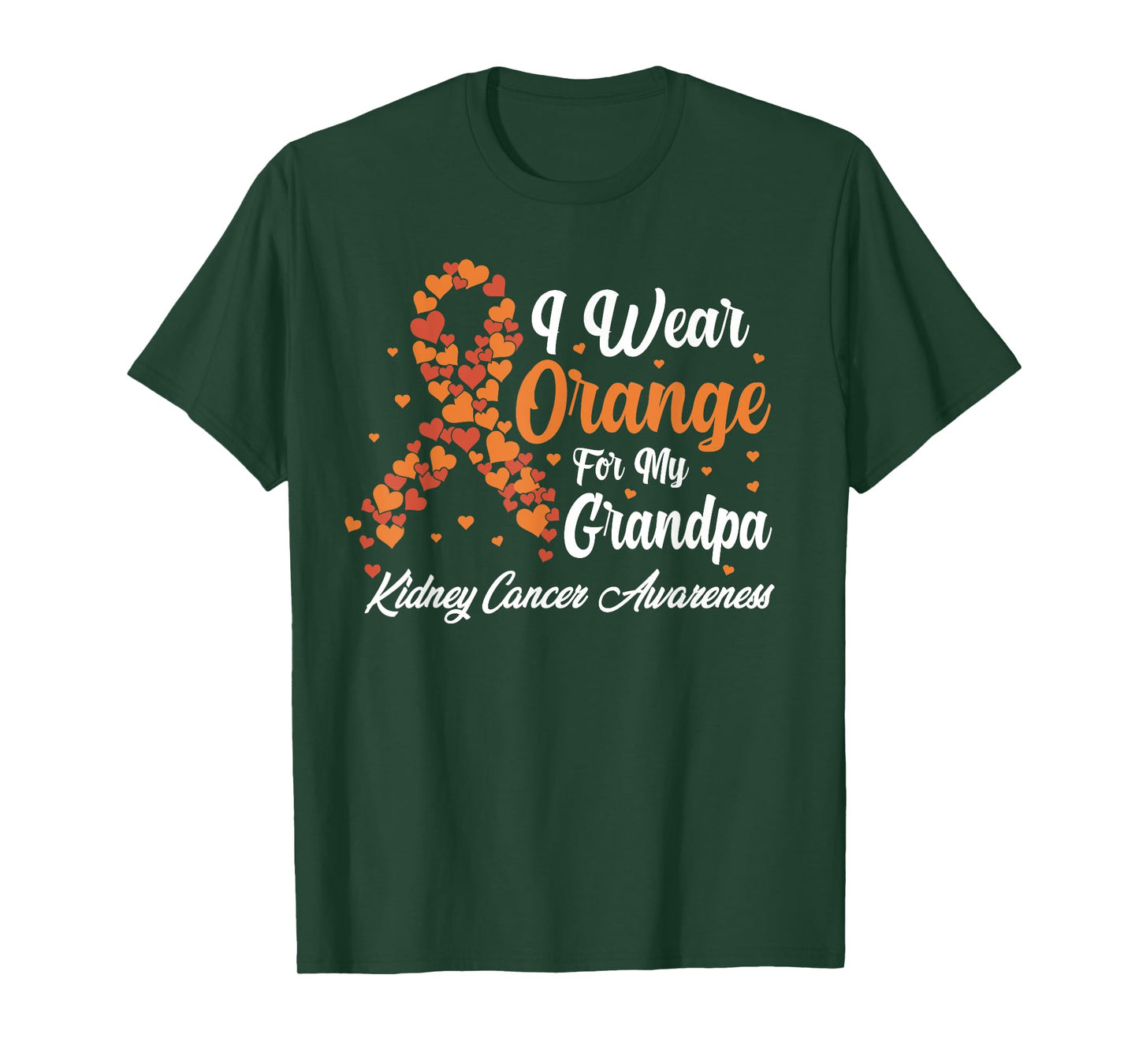 Kidney Cancer Awareness Month Grandpa Support Orange Ribbon T-Shirt