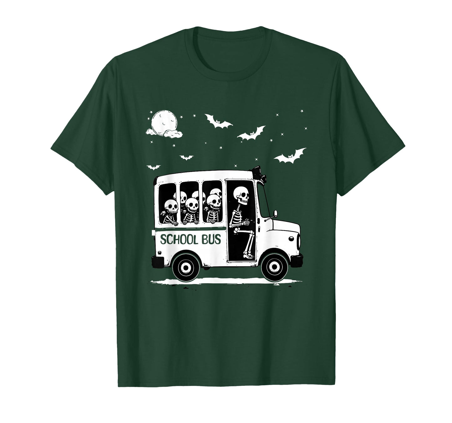 Funny School Bus Skeleton for Halloween Spooky Season, T-Shirt