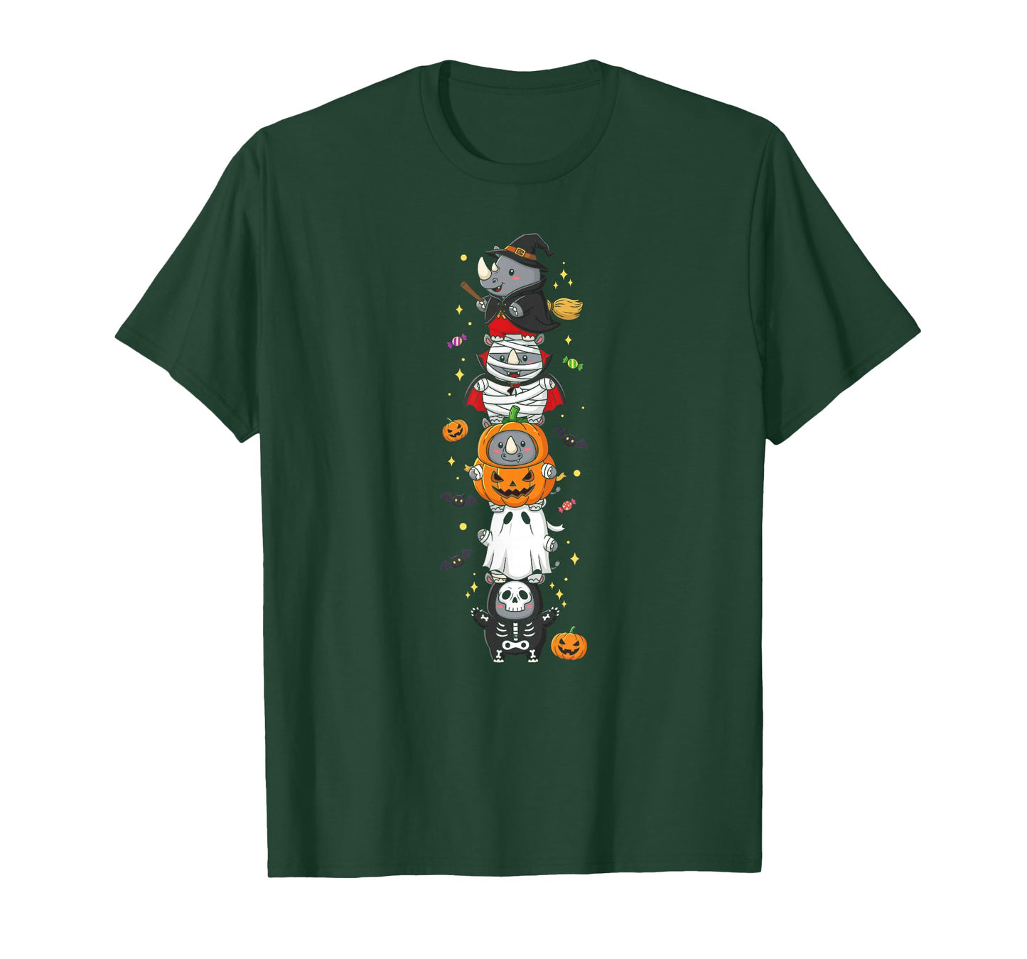 Funny Rhino Witch Vampire Ghost Halloween Kids Mens Womens T-Shirt