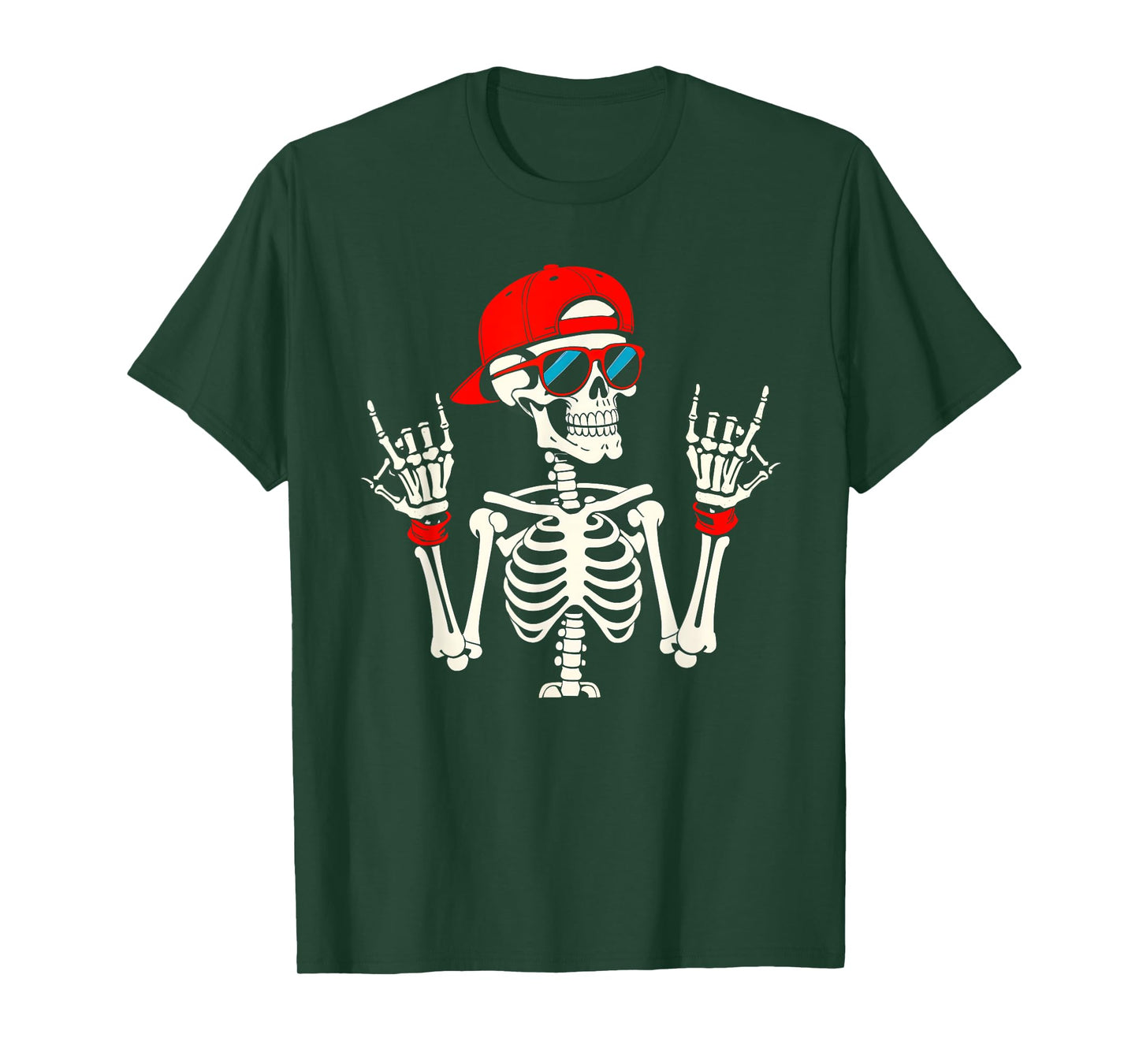 Halloween Skater Teen Boy Cool Skeleton Rock and Roll Men T-Shirt