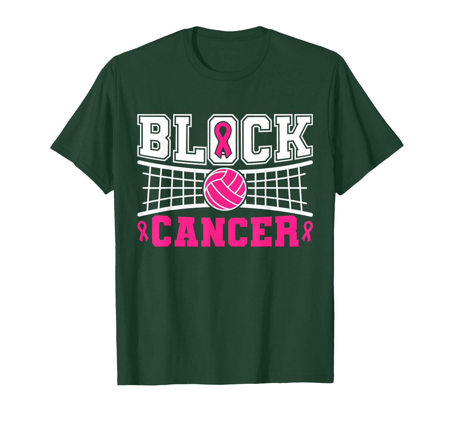 Pink Ribbon Block Cancer Volleyball Breast Cancer Awareness T-Shirt