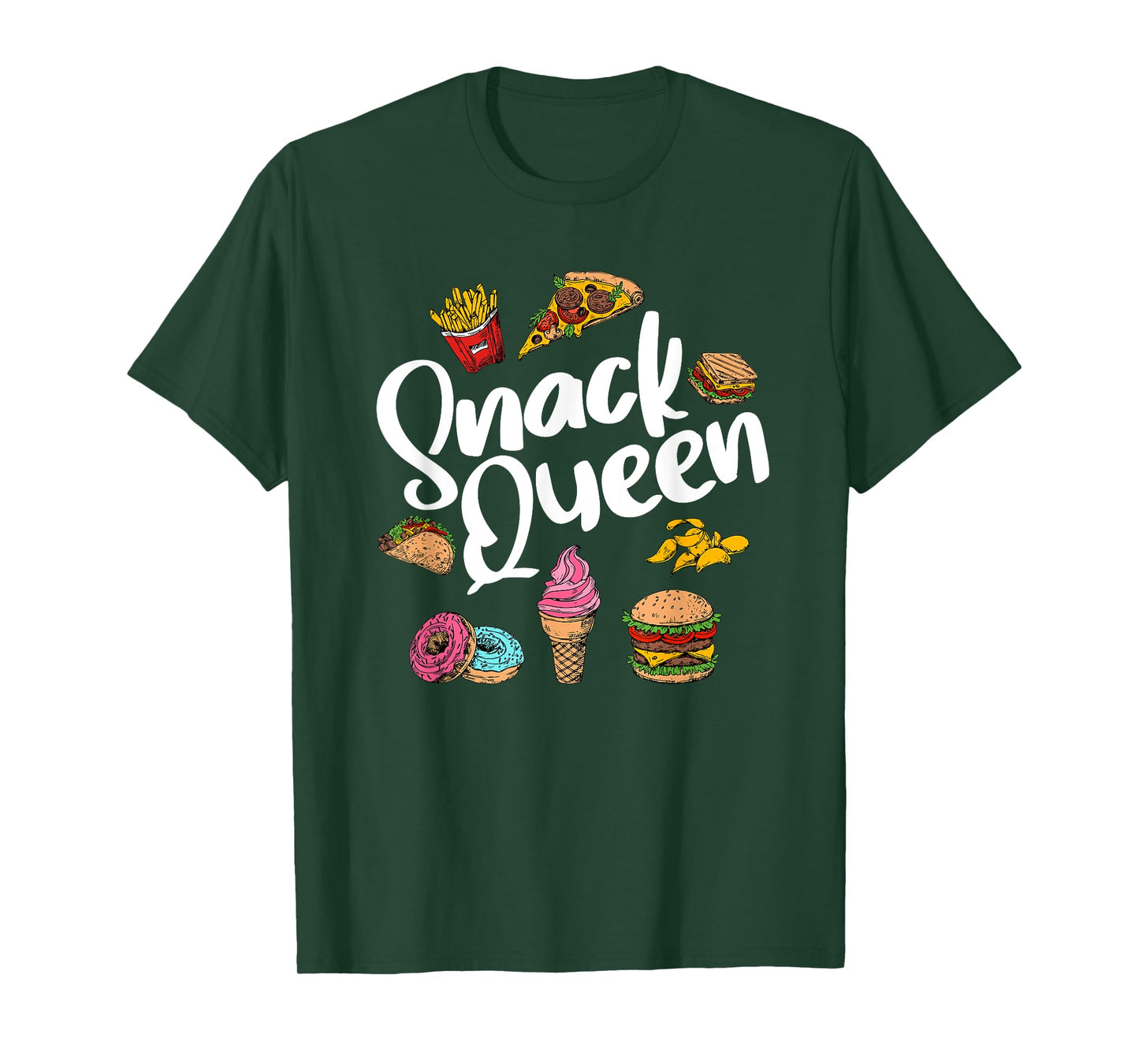 Funny Snack Lover Designs For Women Girls Snack Queen Foodie T-Shirt