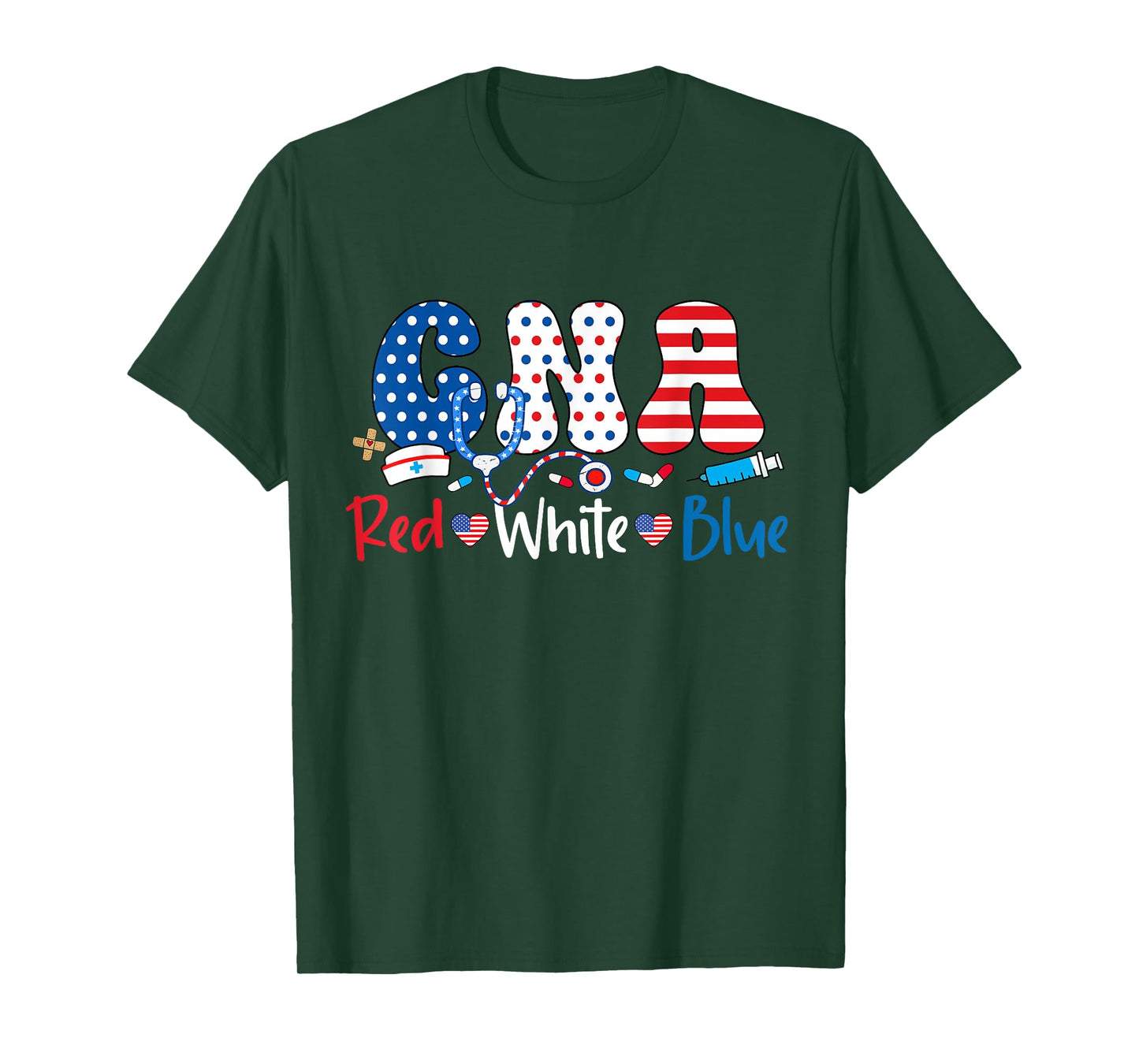 Red White And Blue CNA American Nurse 4th of July CNA T-Shirt