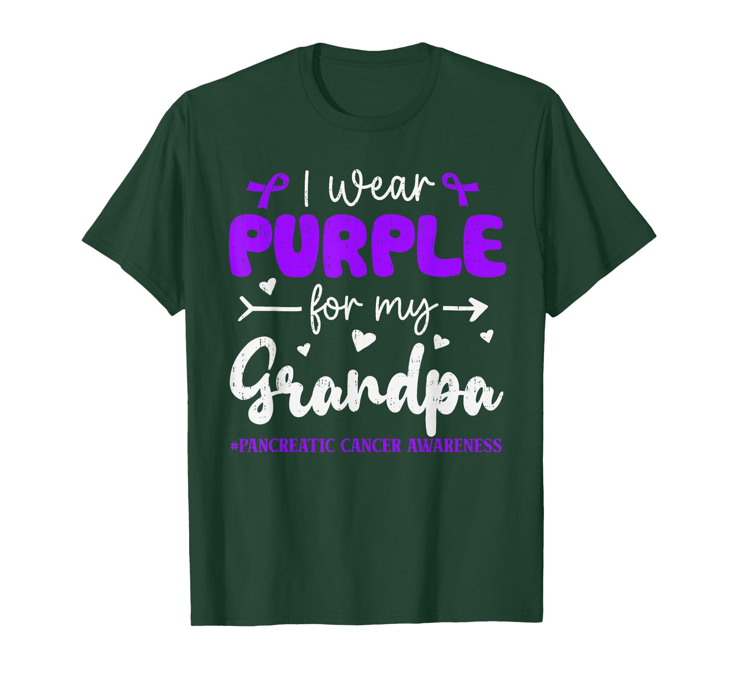 I Wear Purple for Grandpa Pancreatic Cancer Awareness Family T-Shirt