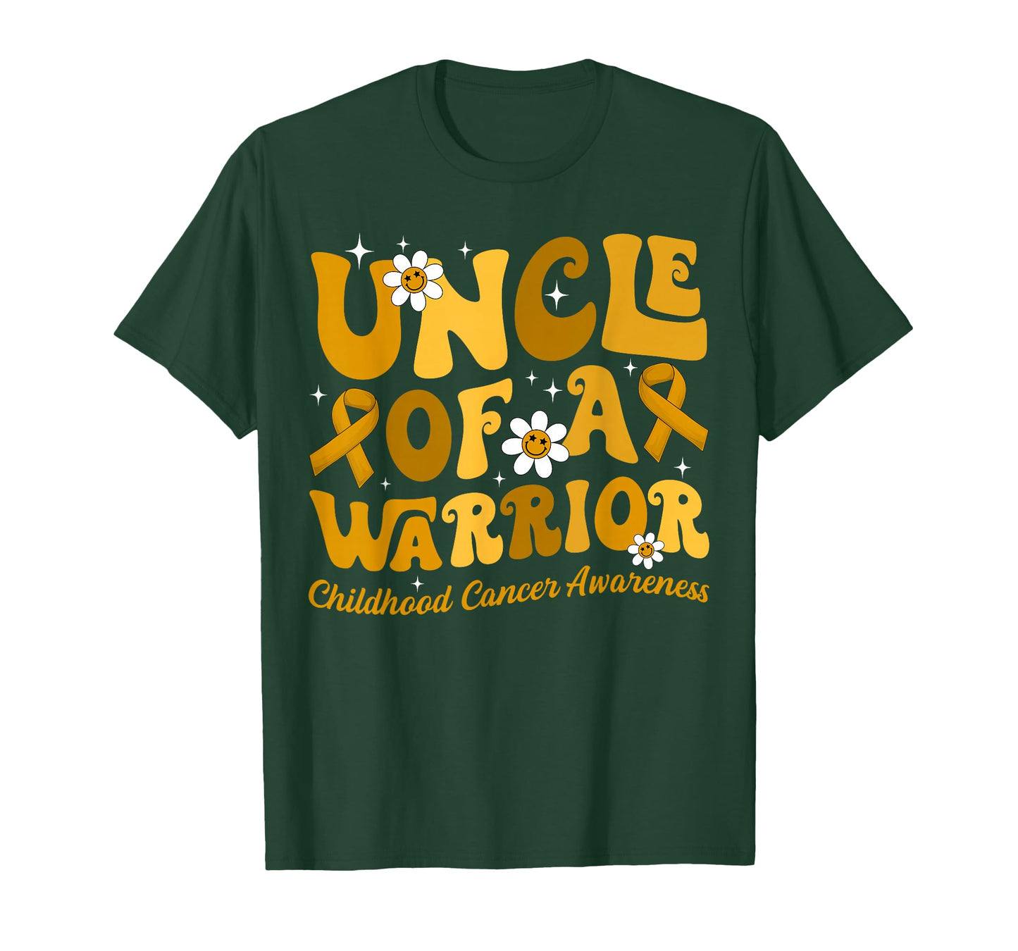 Groovy Uncle Of A Warrior Childhood Cancer Awareness Support T-Shirt