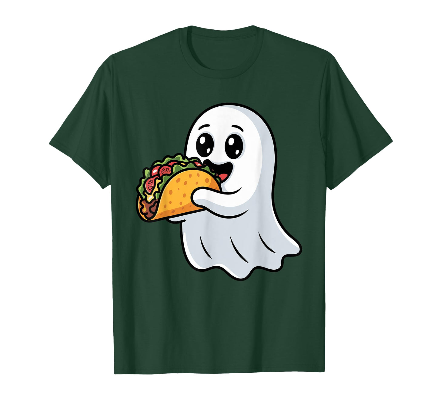 Boo Ghost Eating Tacos Funny Creepy Halloween Trick or Treat T-Shirt